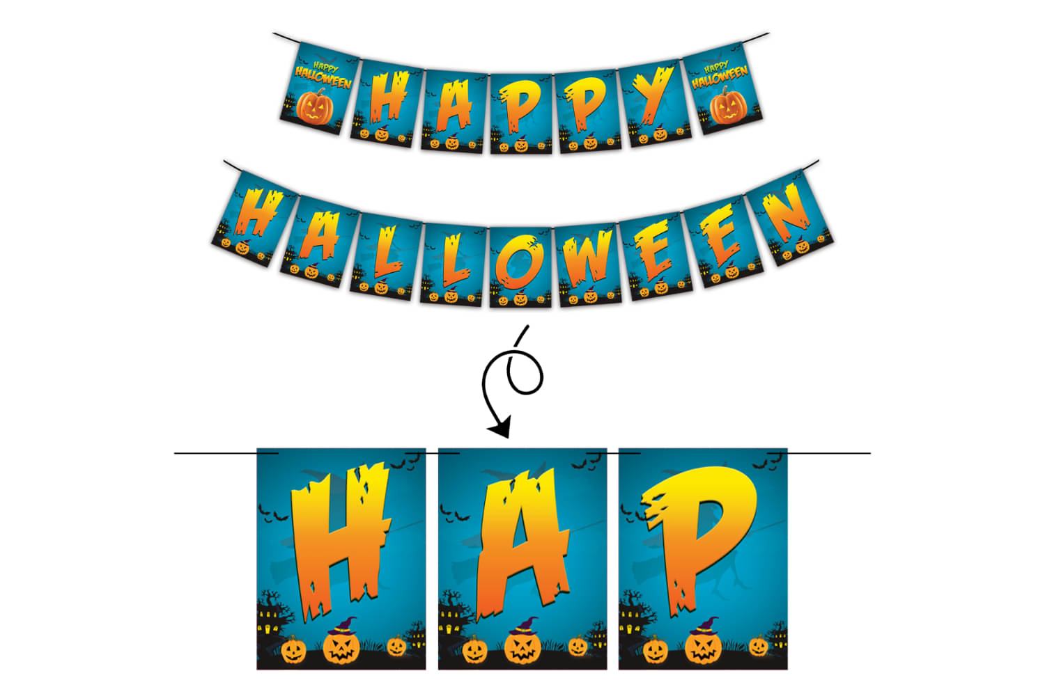     			1iAM Halloween Decoration Items Pack of 2 - Blue "HAPPY HALLOWEEN" Paper Banner & Ring Ribbon For Home, Office, Restaurant, Event Background Decor | Perfect For Diwali, Bhoot Chaturdashi Decorations