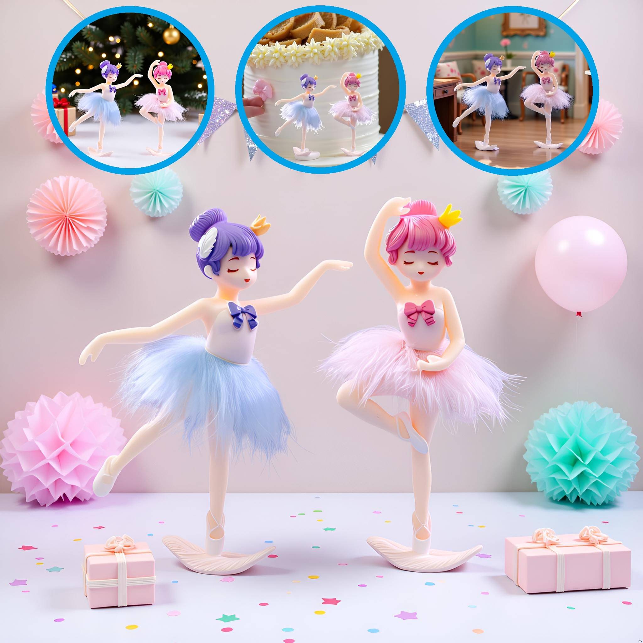3MADS 2 Piece of Ballet Dancing Girl Mini Figurine Showpiece 3MADS 2 Piece of Ballet Dancing Girl Mini Figurine Showpiece
