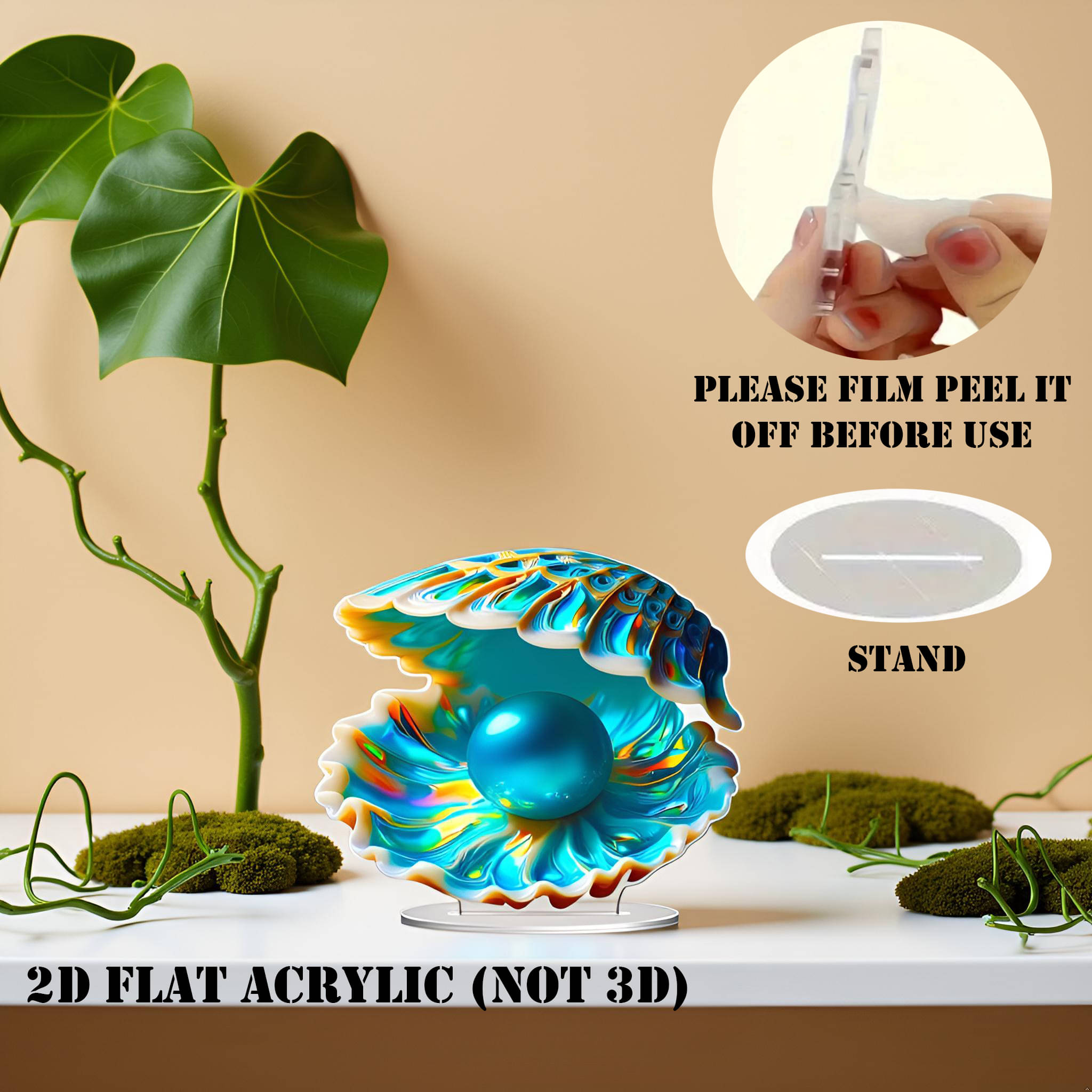     			3MADS 2D Flat Acrylic Colorful Shell and Pearl