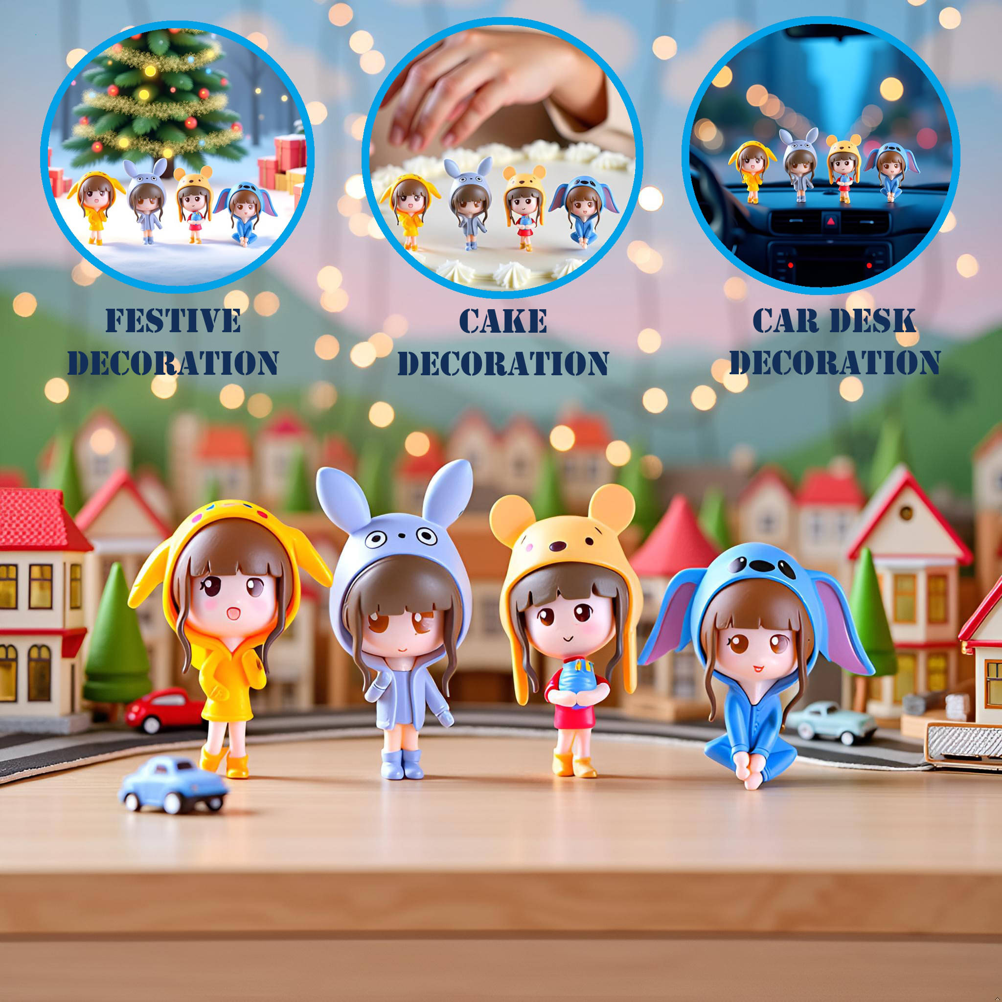 3MADS 4 Piece of Creative Cartoon Character Girls Showpiece 3MADS 4 Piece of Creative Cartoon Character Girls Showpiece