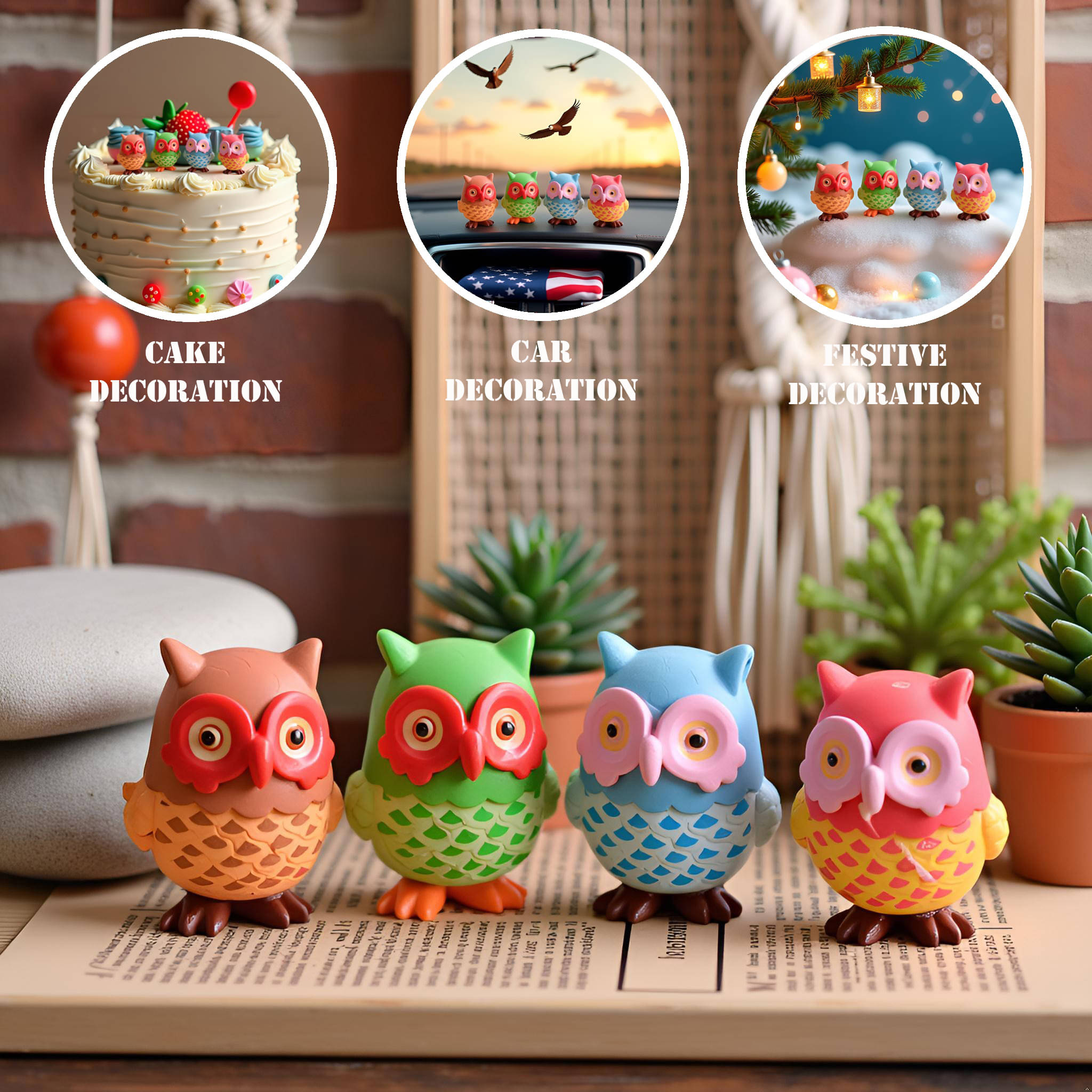 3MADS 4 Piece of Creative Mini Owl figurines Showpiece 3MADS 4 Piece of Creative Mini Owl figurines Showpiece