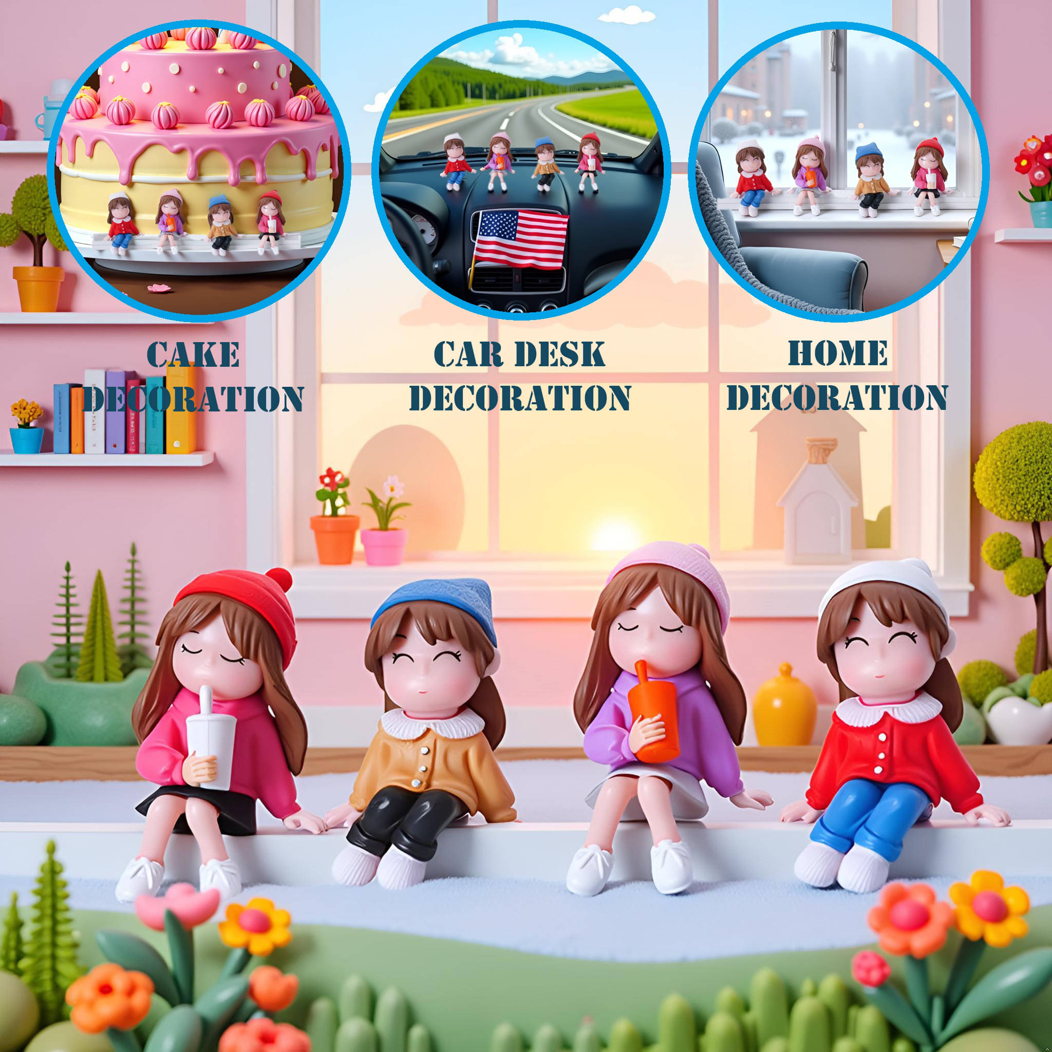 3MADS 4 Piece of Cute Little Girlfriends figurines Showpiece 3MADS 4 Piece of Cute Little Girlfriends figurines Showpiece