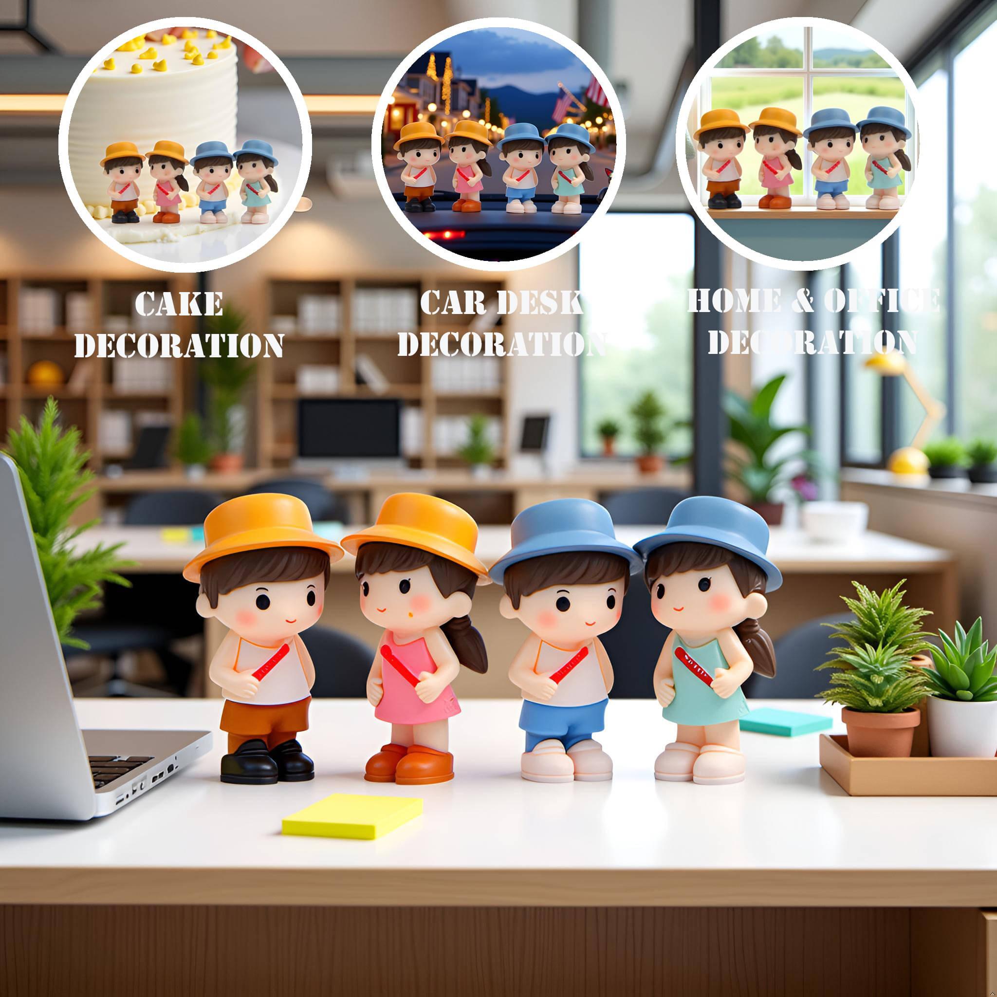 3MADS 4 Piece of Haws Cap Couple figurines Showpiece 3MADS 4 Piece of Haws Cap Couple figurines Showpiece