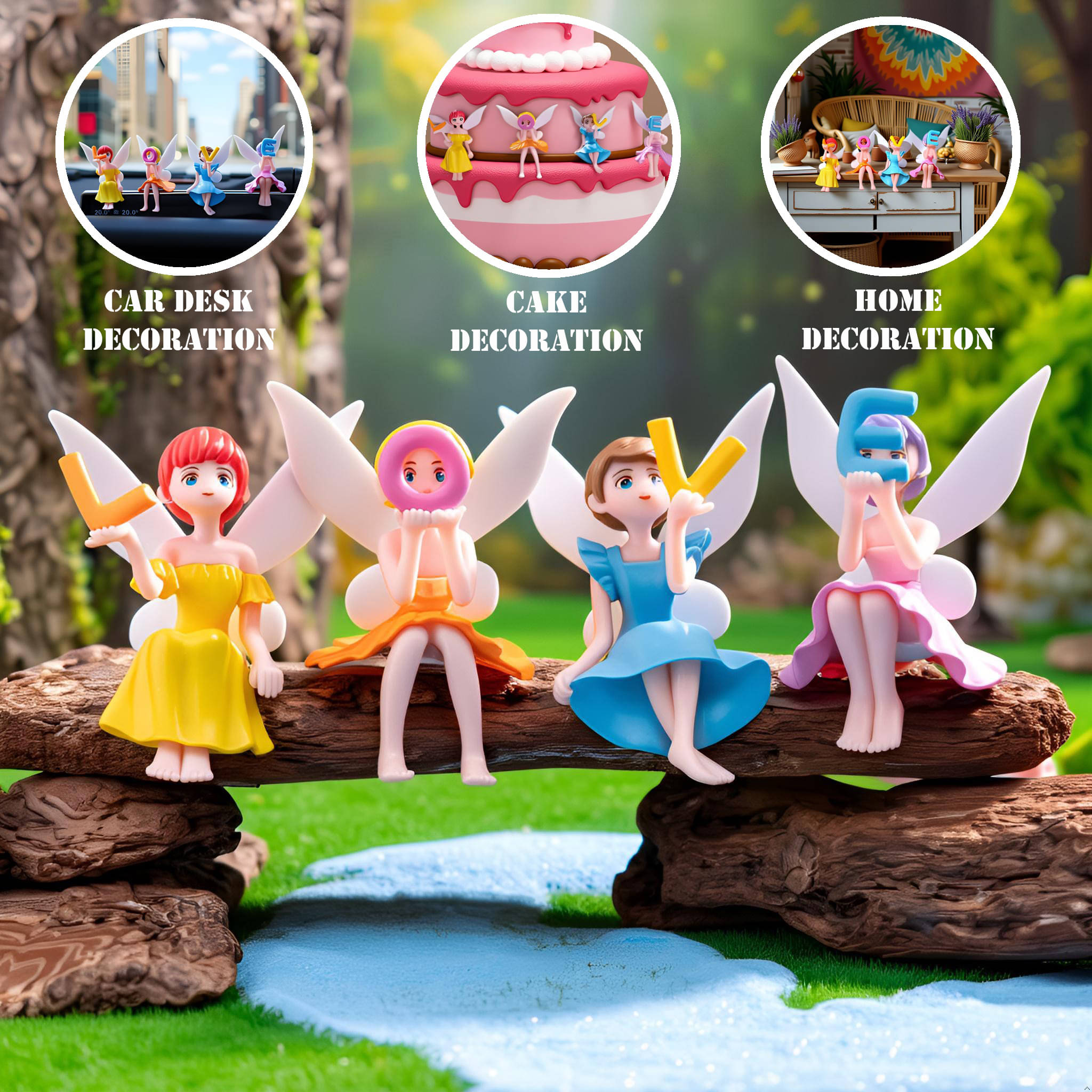     			3MADS 4 Piece of LOVE Letter Flower Fairy Doll Showpiece
