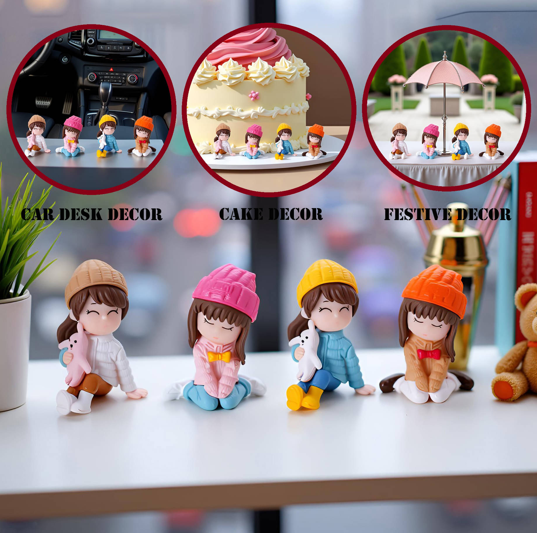 3MADS 4 Piece of Picnic Girlfriend Little Girl figurines Showpiece 3MADS 4 Piece of Picnic Girlfriend Little Girl figurines Showpiece