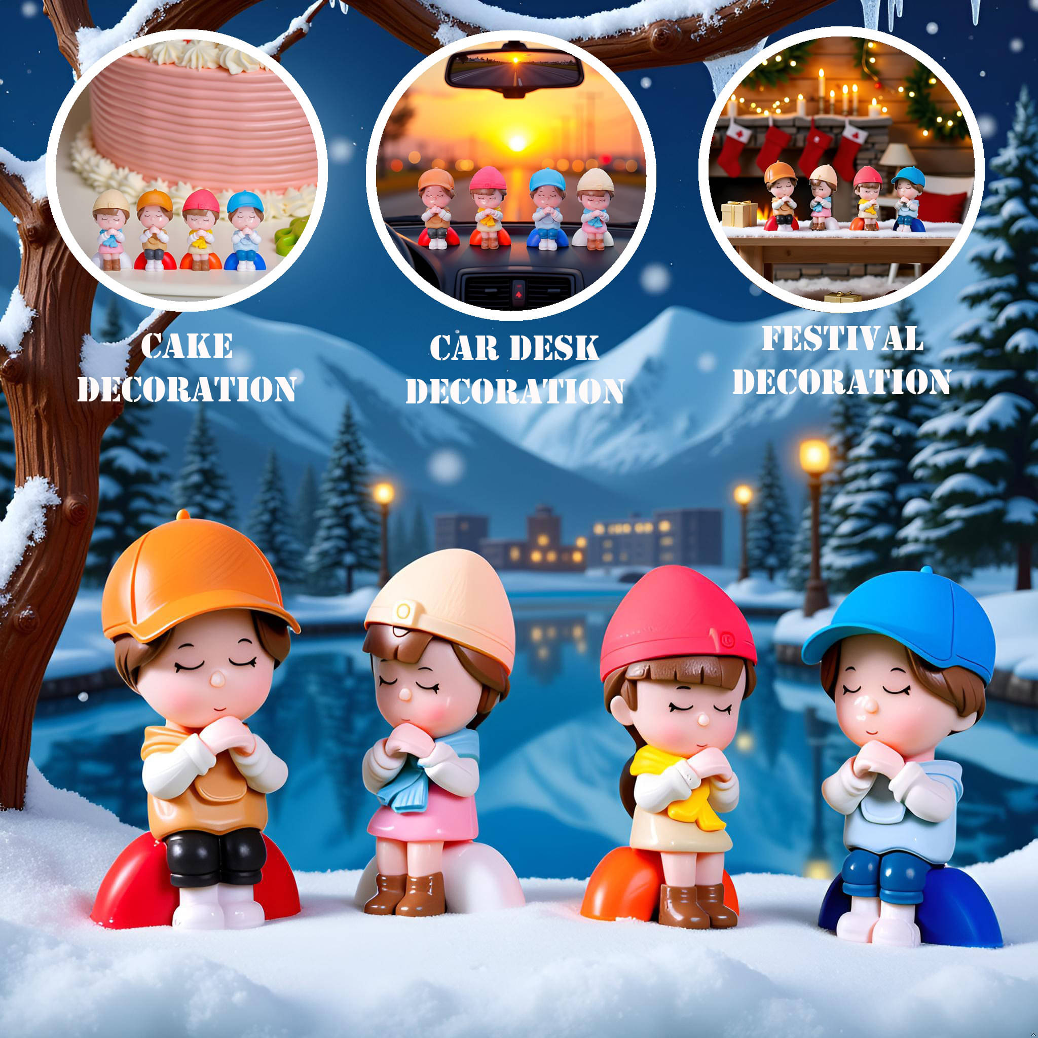 3MADS 4 Piece of Wishing Couple Doll figurines Showpiece 3MADS 4 Piece of Wishing Couple Doll figurines Showpiece