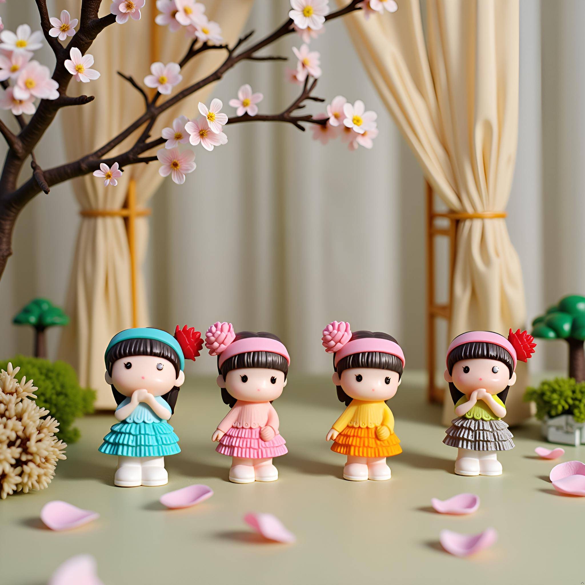 3MADS Pack Of 4 Charming Miniature Doll figurines Showpiece 3MADS Pack Of 4 Charming Miniature Doll figurines Showpiece