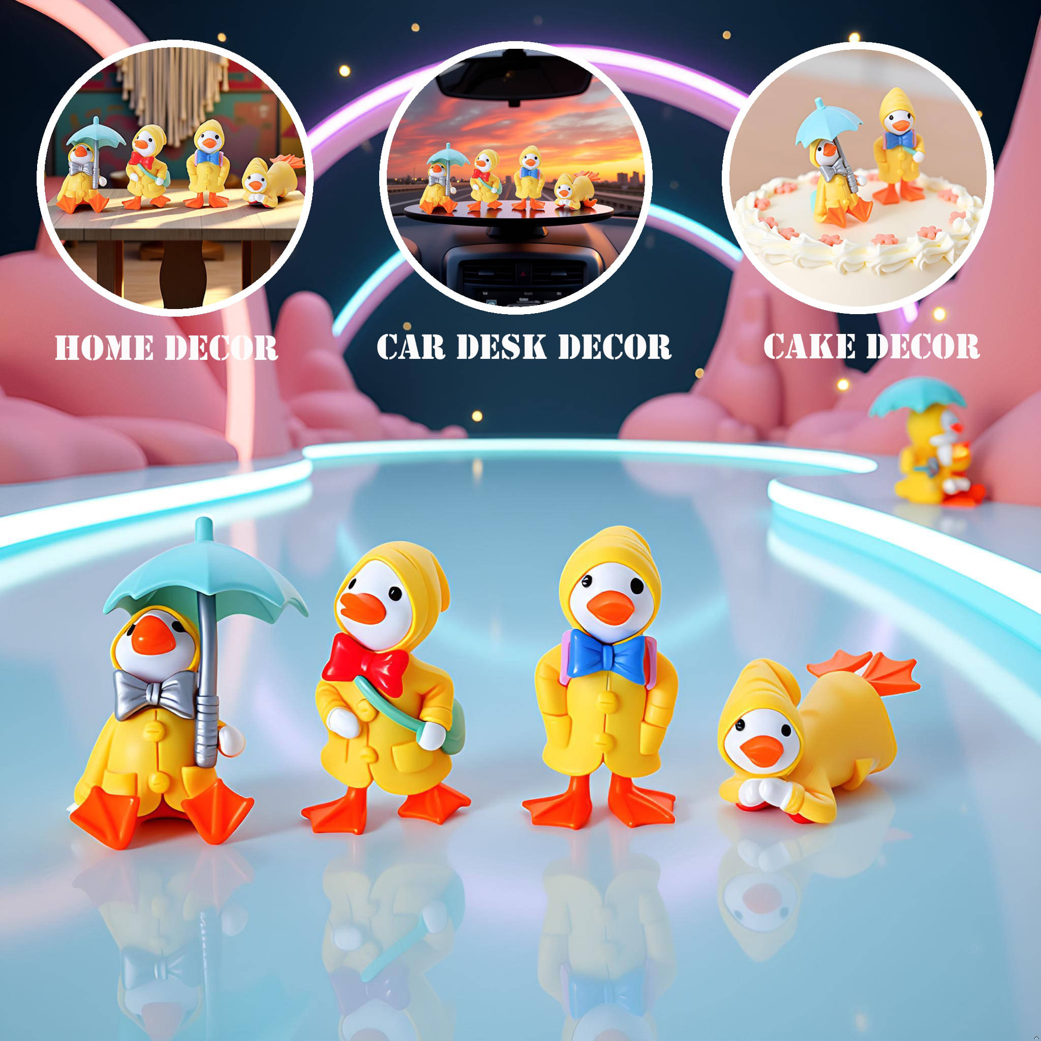 3MADS Pack Of 4 Cute Raincoat Duck family figurines Showpiece 3MADS Pack Of 4 Cute Raincoat Duck family figurines Showpiece