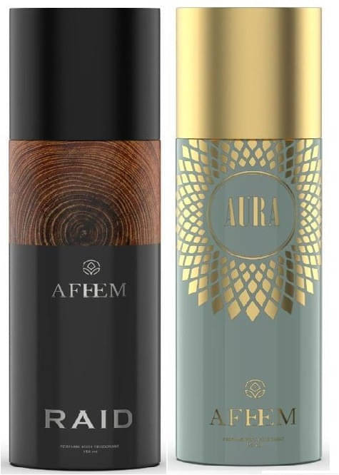 AFEEM Raid With Aura Deodorant Body Spray Deodorant Spray & Perfume for Men 300 ml ( Pack of 2 )     			AFEEM Raid With Aura Deodorant Body Spray Deodorant Spray & Perfume for Men 300 ml ( Pack of 2 )