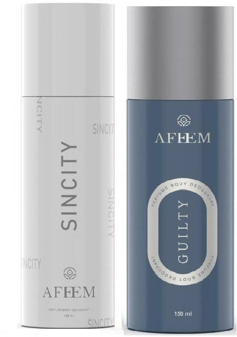 AFEEM Sin City With Guilty Deodorant Body Spra Deodorant Spray & Perfume for Men 300 ml ( Pack of 2 )     			AFEEM Sin City With Guilty Deodorant Body Spra Deodorant Spray & Perfume for Men 300 ml ( Pack of 2 )