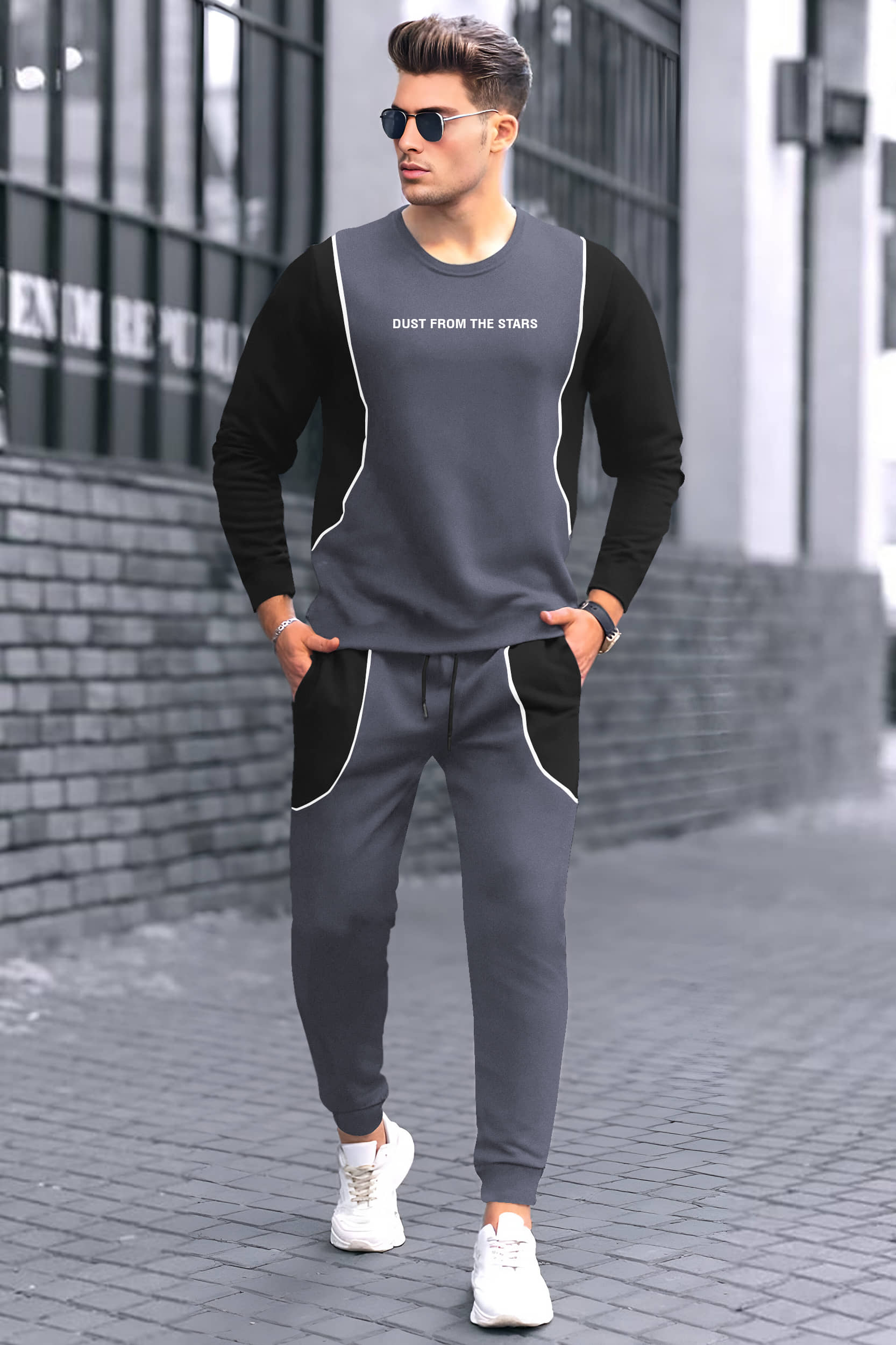 HB HONEY BEE Blue Fleece Regular Fit Men's Tracksuit Pack of