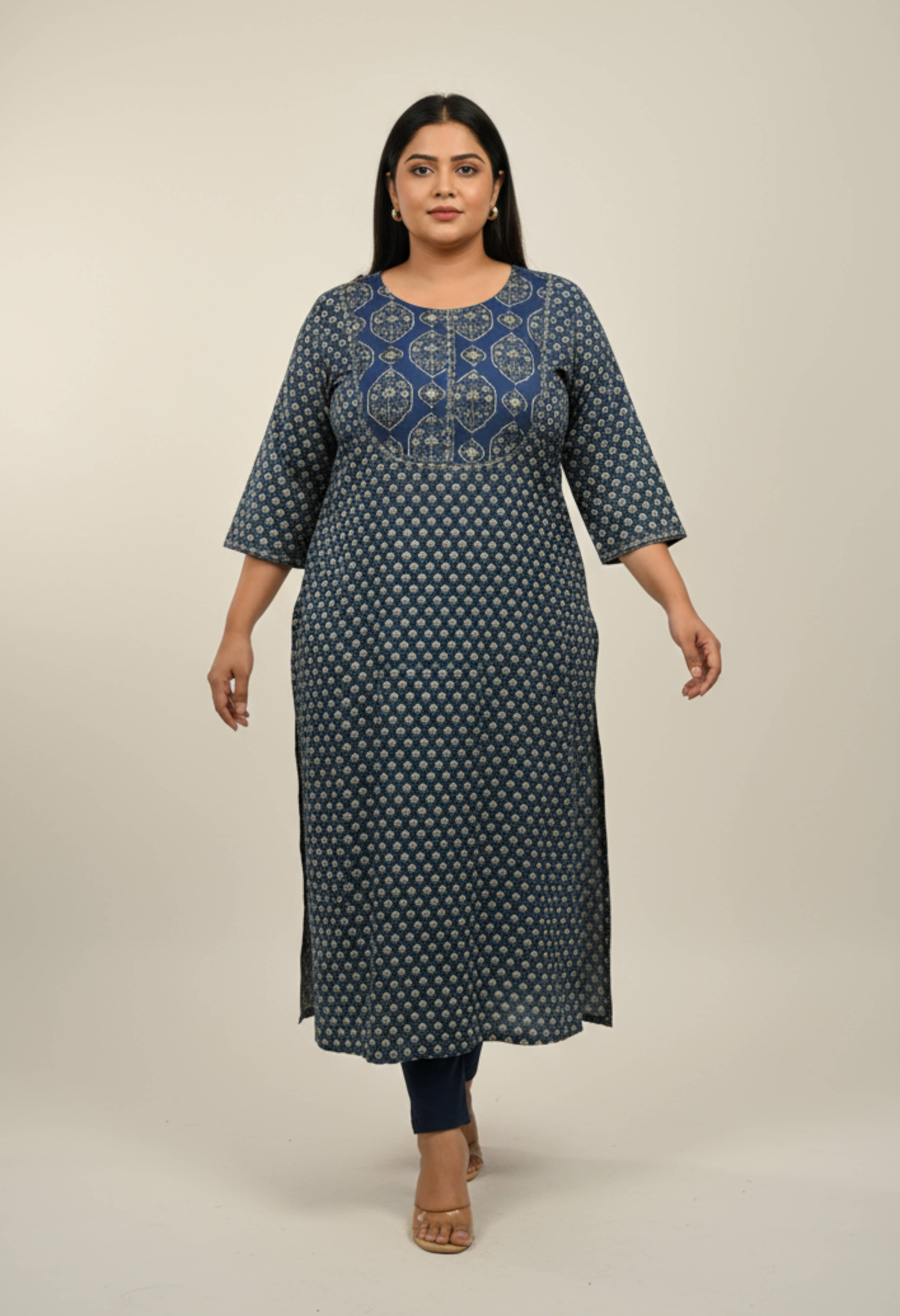 AKRITIK Women Cotton Printed Straight Kurti ( Blue ) AKRITIK Women Cotton Printed Straight Kurti ( Blue )