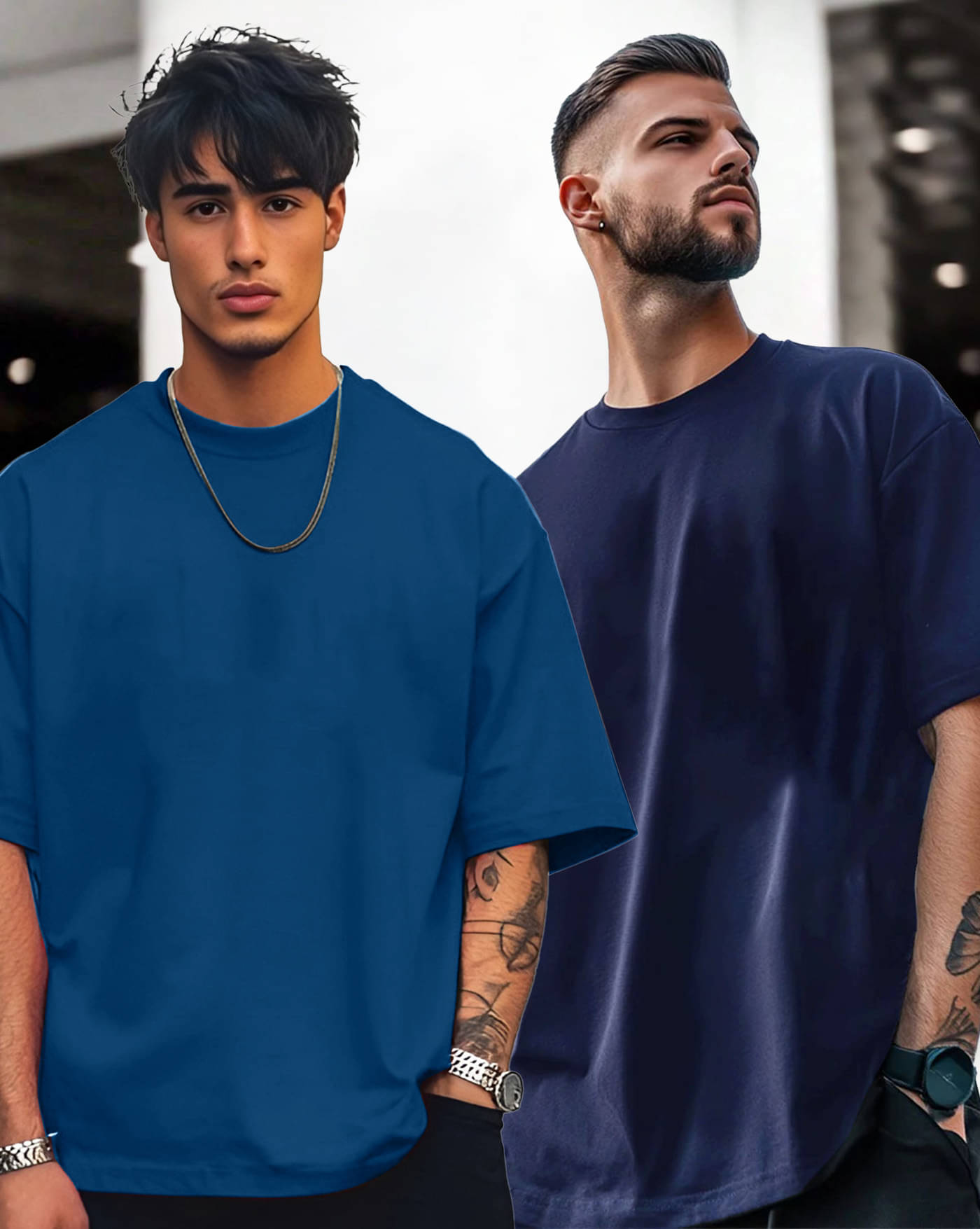 AUSK Men Cotton Blend Oversized Fit Solid T-Shirt ( Teal Blue ) AUSK Men Cotton Blend Oversized Fit Solid T-Shirt ( Teal Blue )