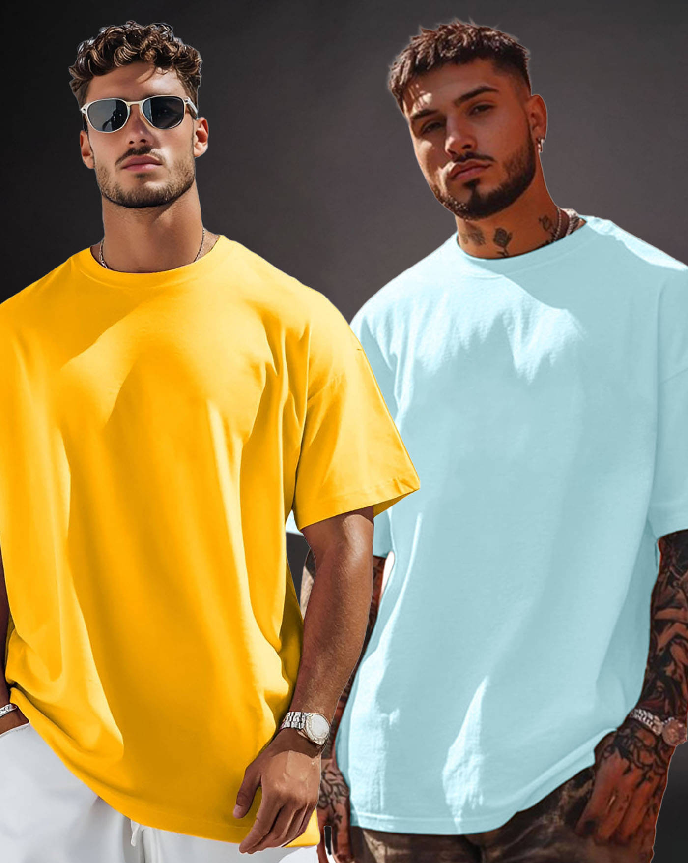     			AUSK Men Cotton Blend Oversized Fit Solid T-Shirt ( Sky Blue )