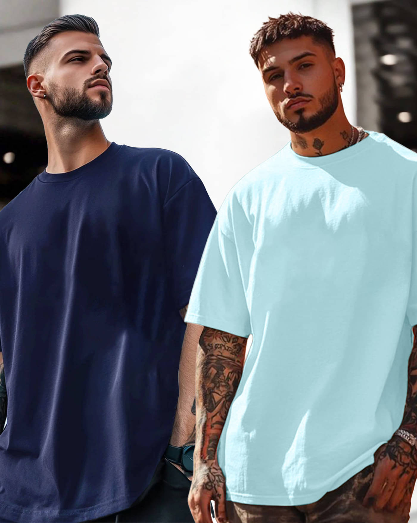 AUSK Men Cotton Blend Oversized Fit Solid T-Shirt ( Sky Blue )     			AUSK Men Cotton Blend Oversized Fit Solid T-Shirt ( Sky Blue )