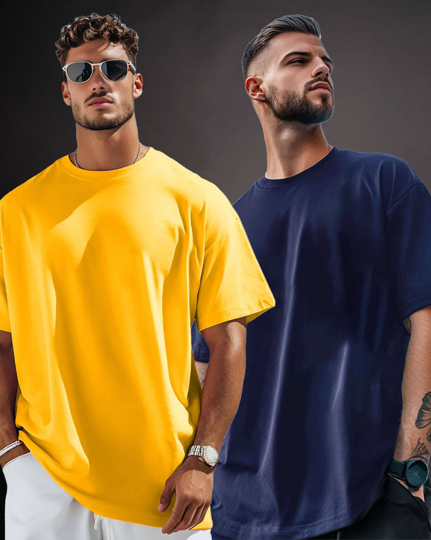 AUSK Men Cotton Blend Oversized Fit Solid T-Shirt ( Yellow )     			AUSK Men Cotton Blend Oversized Fit Solid T-Shirt ( Yellow )