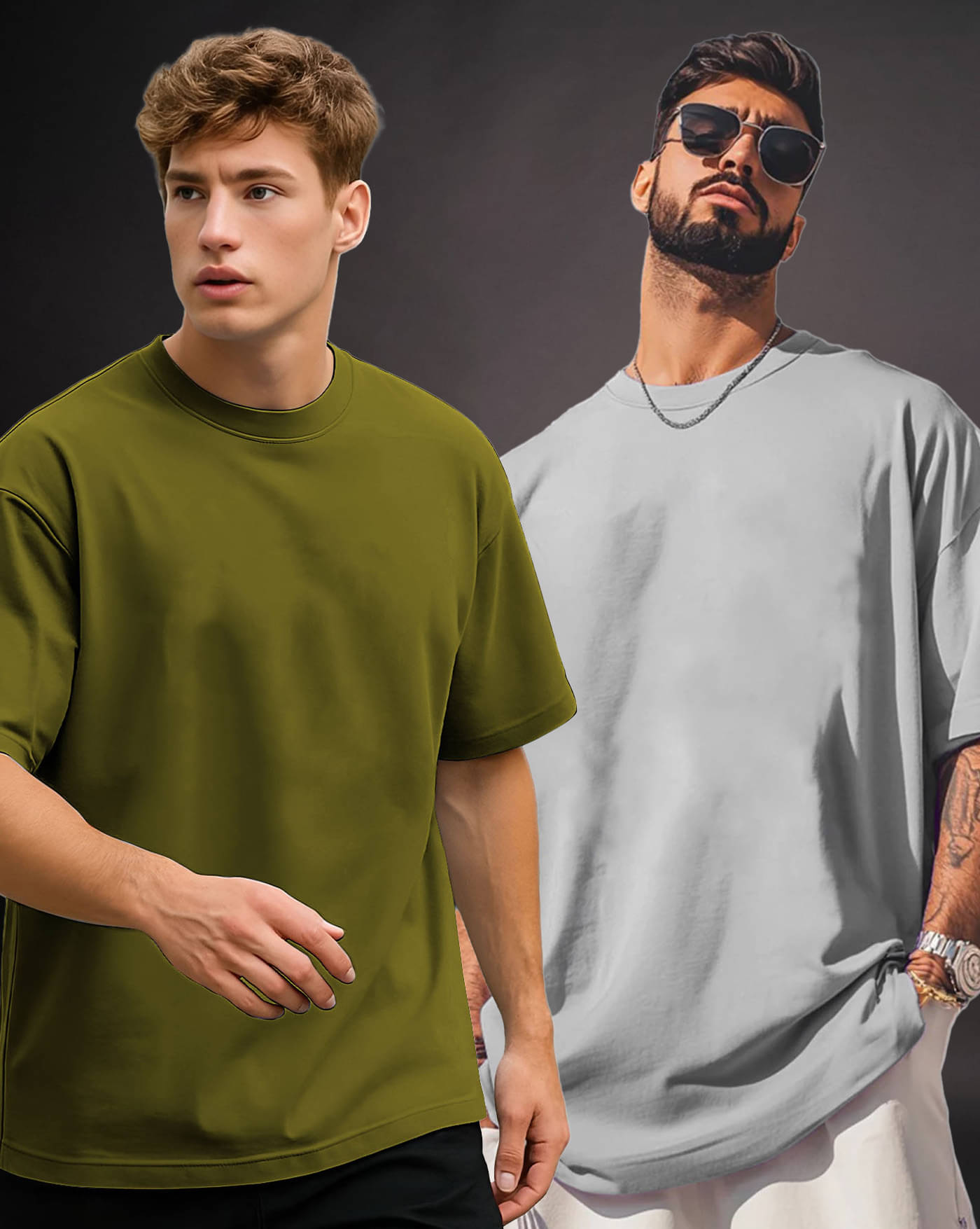 AUSK Men Cotton Blend Oversized Fit Solid T-Shirt ( Olive )     			AUSK Men Cotton Blend Oversized Fit Solid T-Shirt ( Olive )