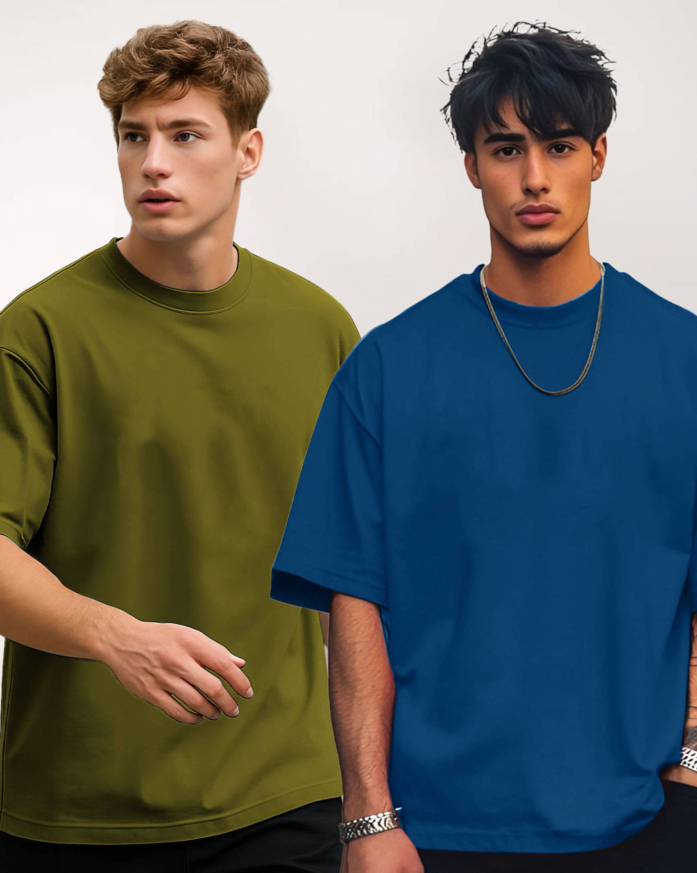 AUSK Men Cotton Blend Oversized Fit Solid T-Shirt ( Olive )     			AUSK Men Cotton Blend Oversized Fit Solid T-Shirt ( Olive )