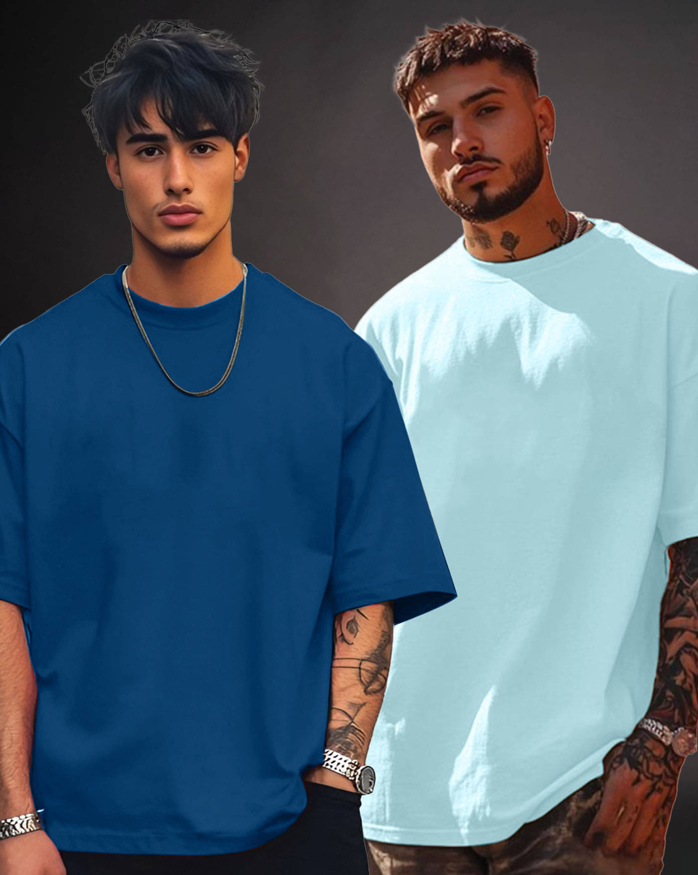 AUSK Men Cotton Blend Oversized Fit Solid T-Shirt ( Aqua Blue ) AUSK Men Cotton Blend Oversized Fit Solid T-Shirt ( Aqua Blue )