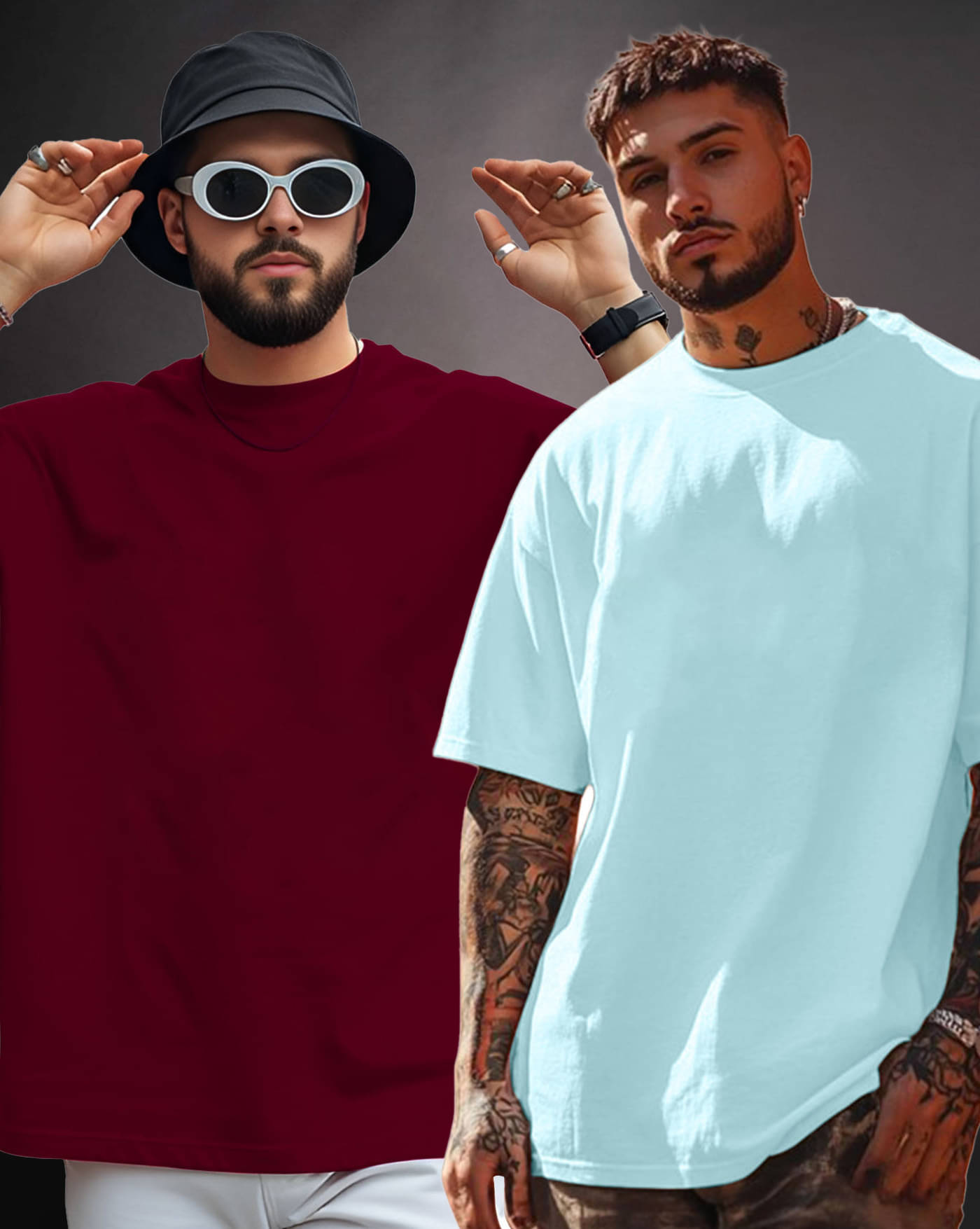 AUSK Men Cotton Blend Oversized Fit Solid T-Shirt ( Sky Blue ) AUSK Men Cotton Blend Oversized Fit Solid T-Shirt ( Sky Blue )
