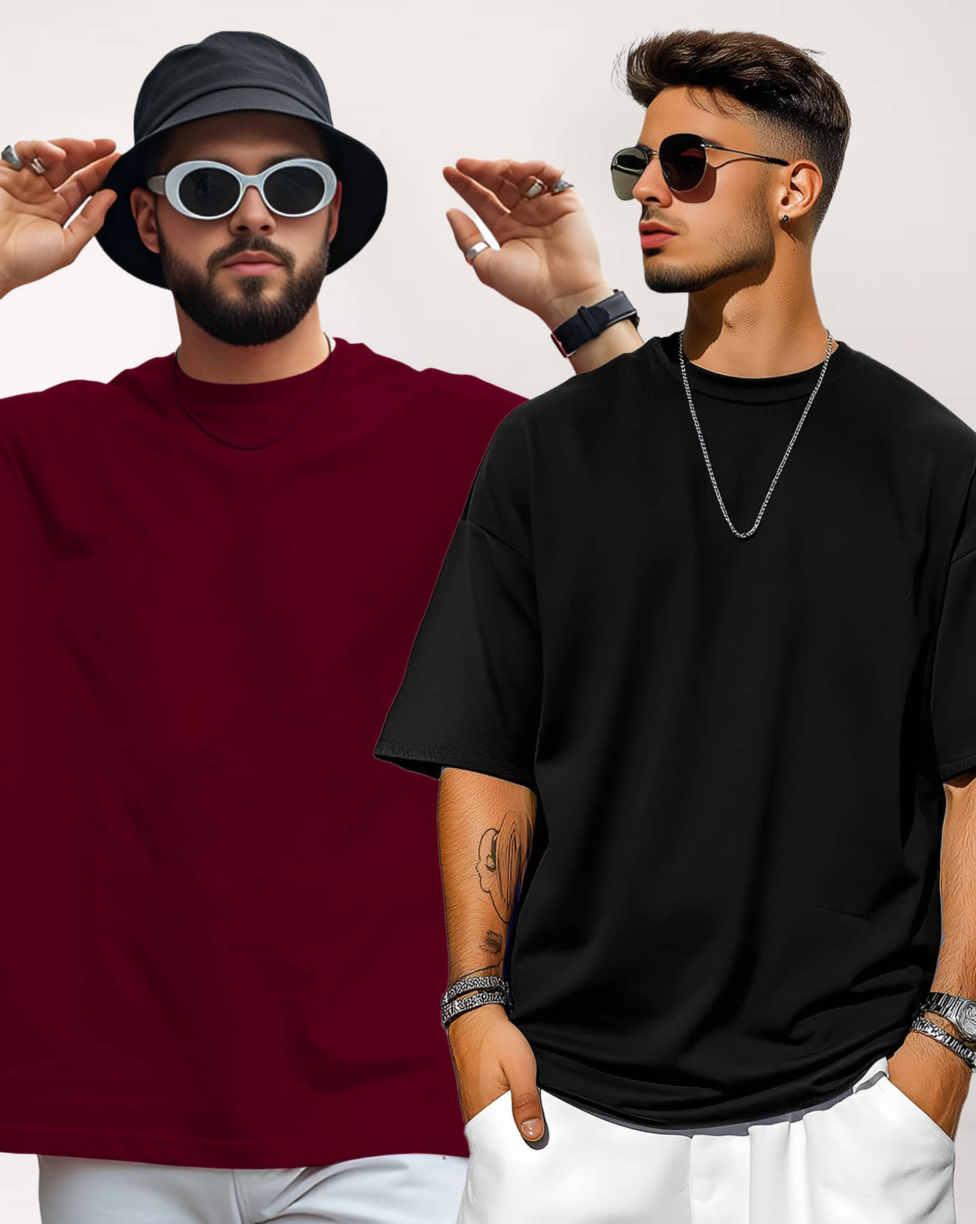 AUSK Men Cotton Blend Oversized Fit Solid T-Shirt ( Maroon ) AUSK Men Cotton Blend Oversized Fit Solid T-Shirt ( Maroon )