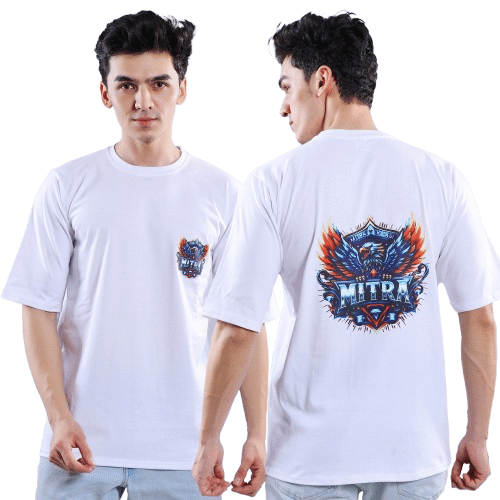 Ashish Men 100% Cotton Oversized Fit Printed T-Shirt ( White ) Ashish Men 100% Cotton Oversized Fit Printed T-Shirt ( White )