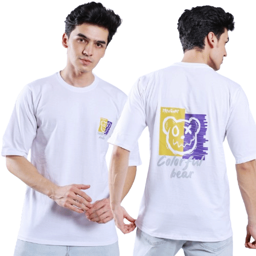 Ashish Men Cotton Oversized Fit Printed T-Shirt ( White ) Ashish Men Cotton Oversized Fit Printed T-Shirt ( White )