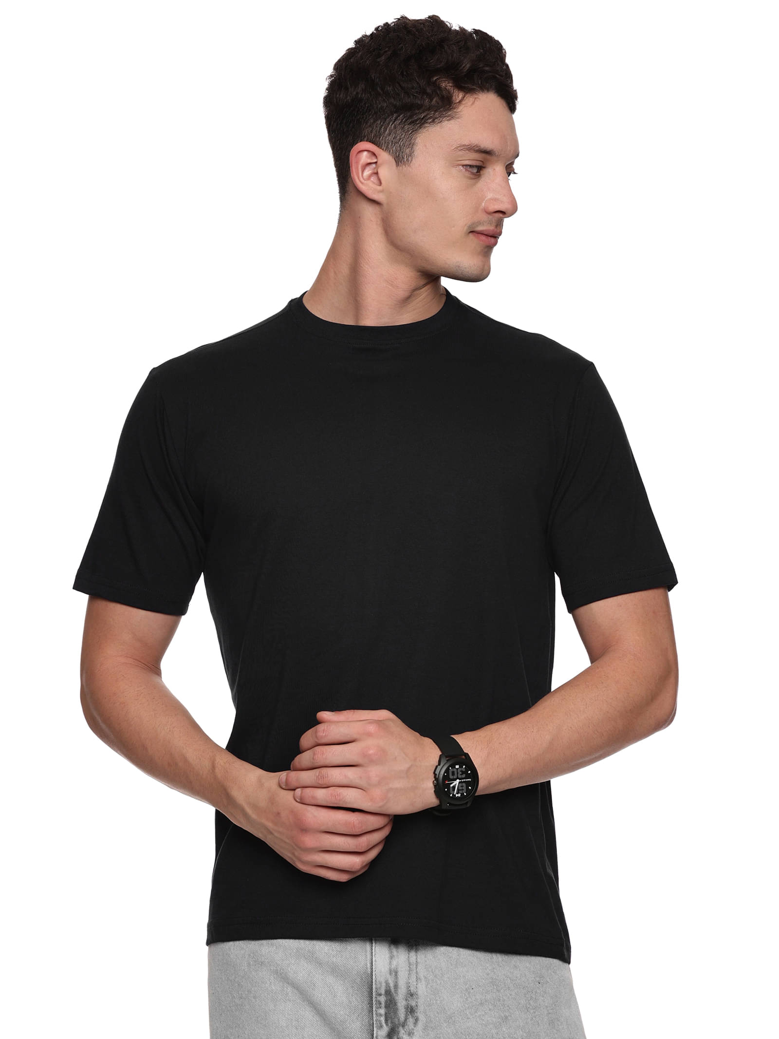 BAAGAA Men Viscose Regular Fit Solid T-Shirt ( Black ) BAAGAA Men Viscose Regular Fit Solid T-Shirt ( Black )