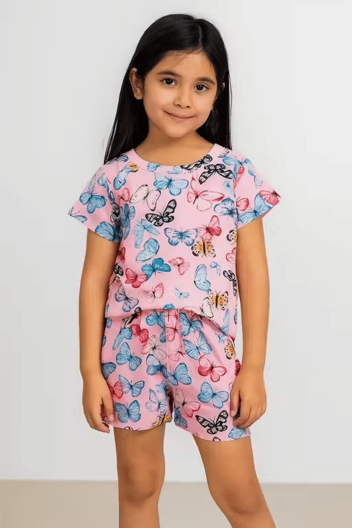     			BABU TABU Pack of 1 Girls Cotton T-shirt & Shorts ( Pink )