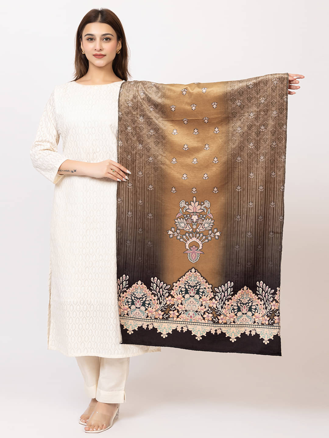 BUFFARO Brown Printed Shawl - ( Pack of 1 ) BUFFARO Brown Printed Shawl - ( Pack of 1 )