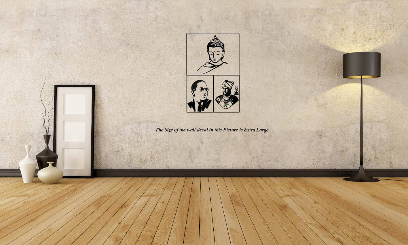     			PEACOCKRIDE Buddha I Dr Ambedkar I Samrat Ashok Wall Decal Wall Stickers