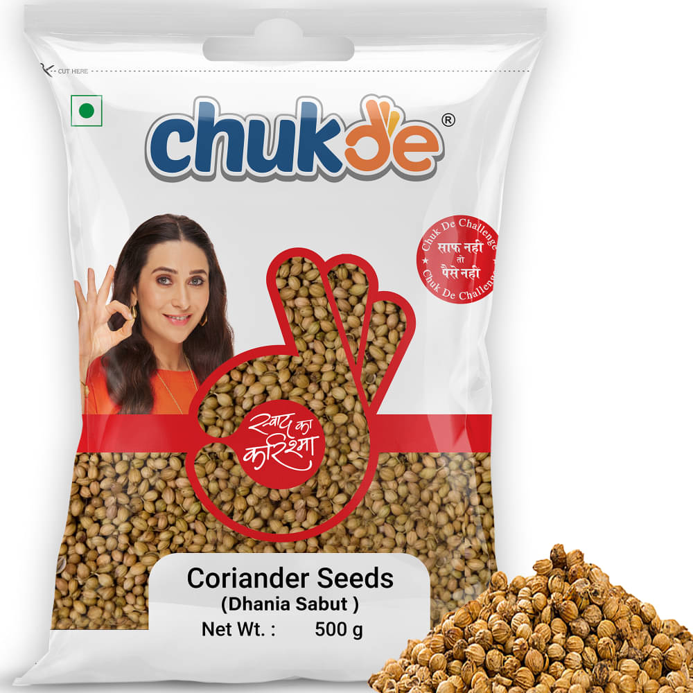 CHUKDE Sabut Dhaniya | Whole Coriander Seeds 500 gm Pack of 2     			CHUKDE Sabut Dhaniya | Whole Coriander Seeds 500 gm Pack of 2