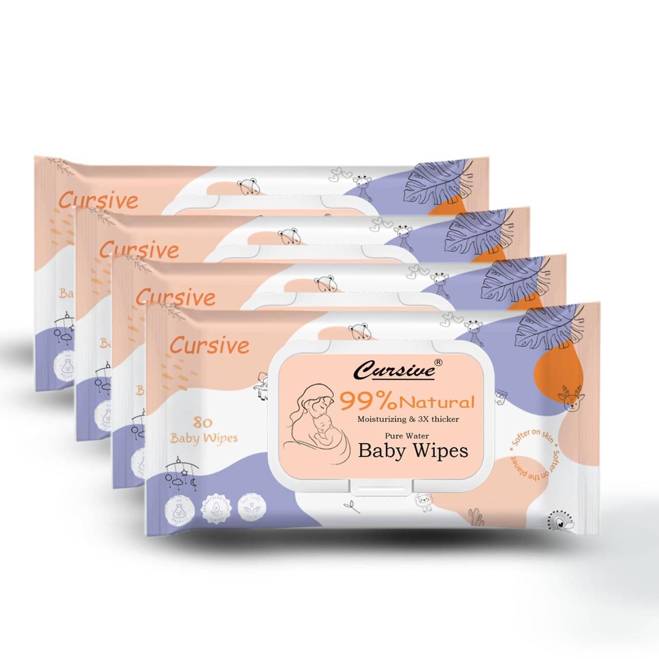 CURSIVE Scented Wet wipes For Babies ( Pack of 4 )     			CURSIVE Scented Wet wipes For Babies ( Pack of 4 )