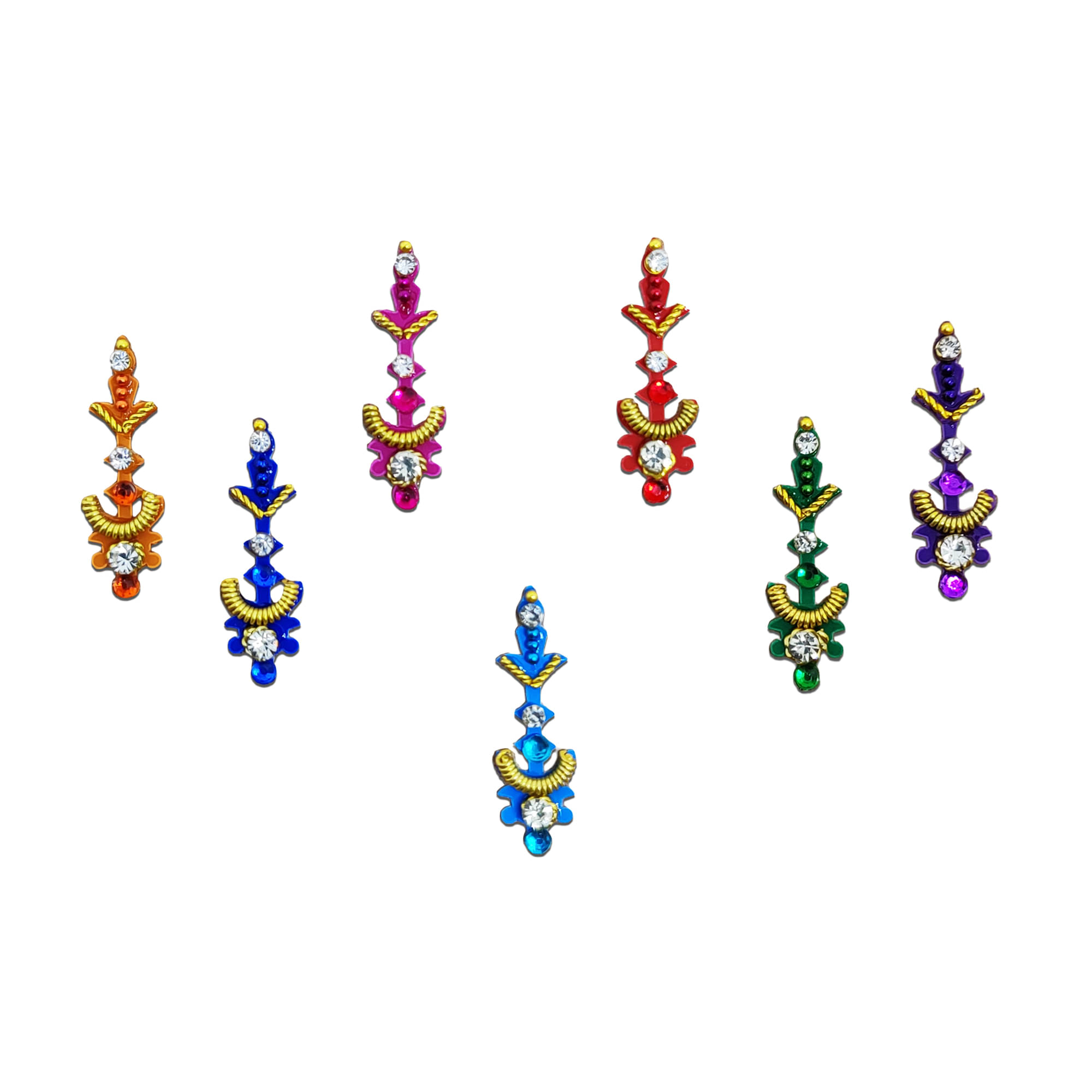     			Comet Busters (BIN004) Beautiful Long Multicolor Bindis (15mm)