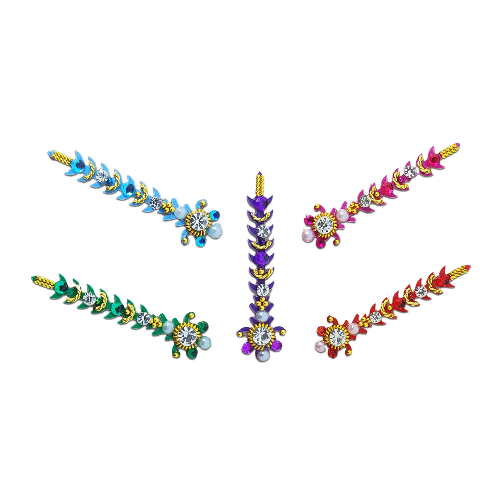     			Comet Busters (BIN014) Long Multicolor Bindis for Women (28mm)