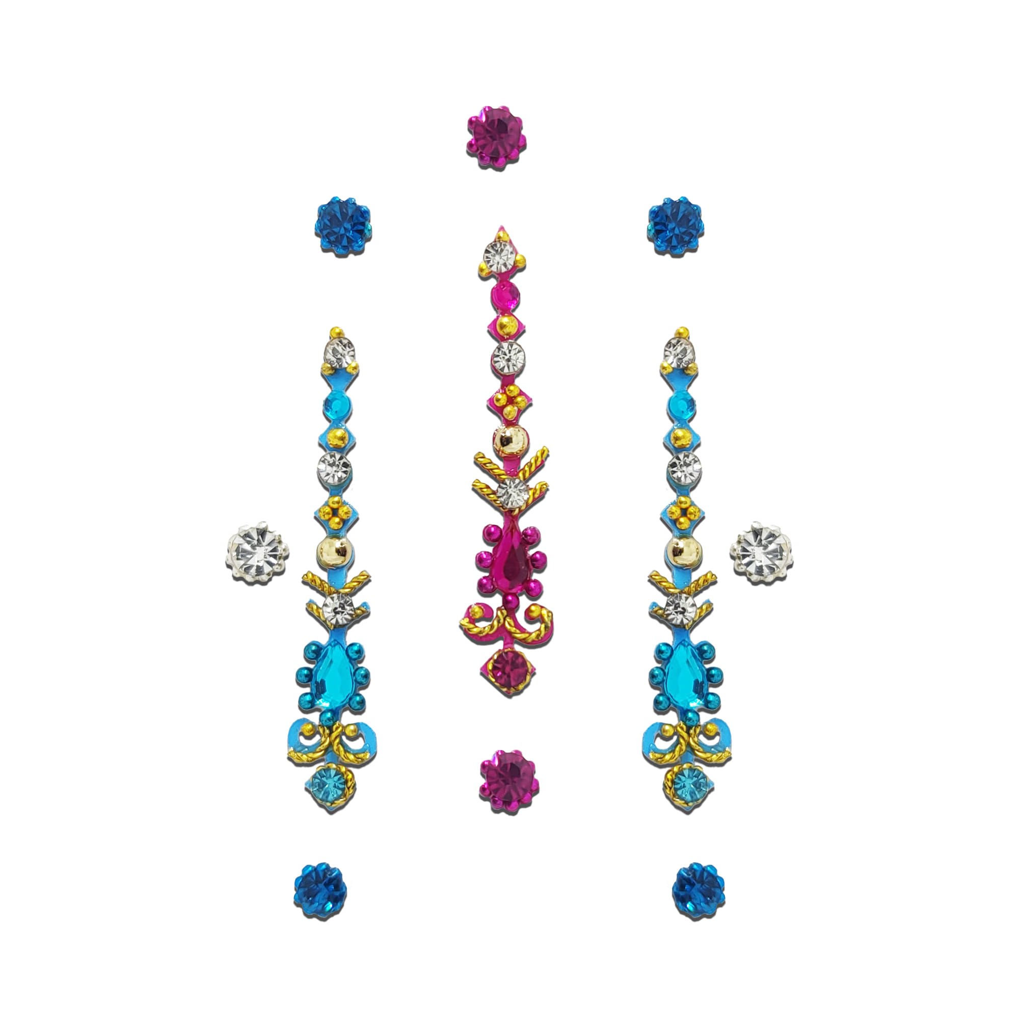     			Comet Busters (BIN016) Pink and Blue Long Bindi for Women (28mm)