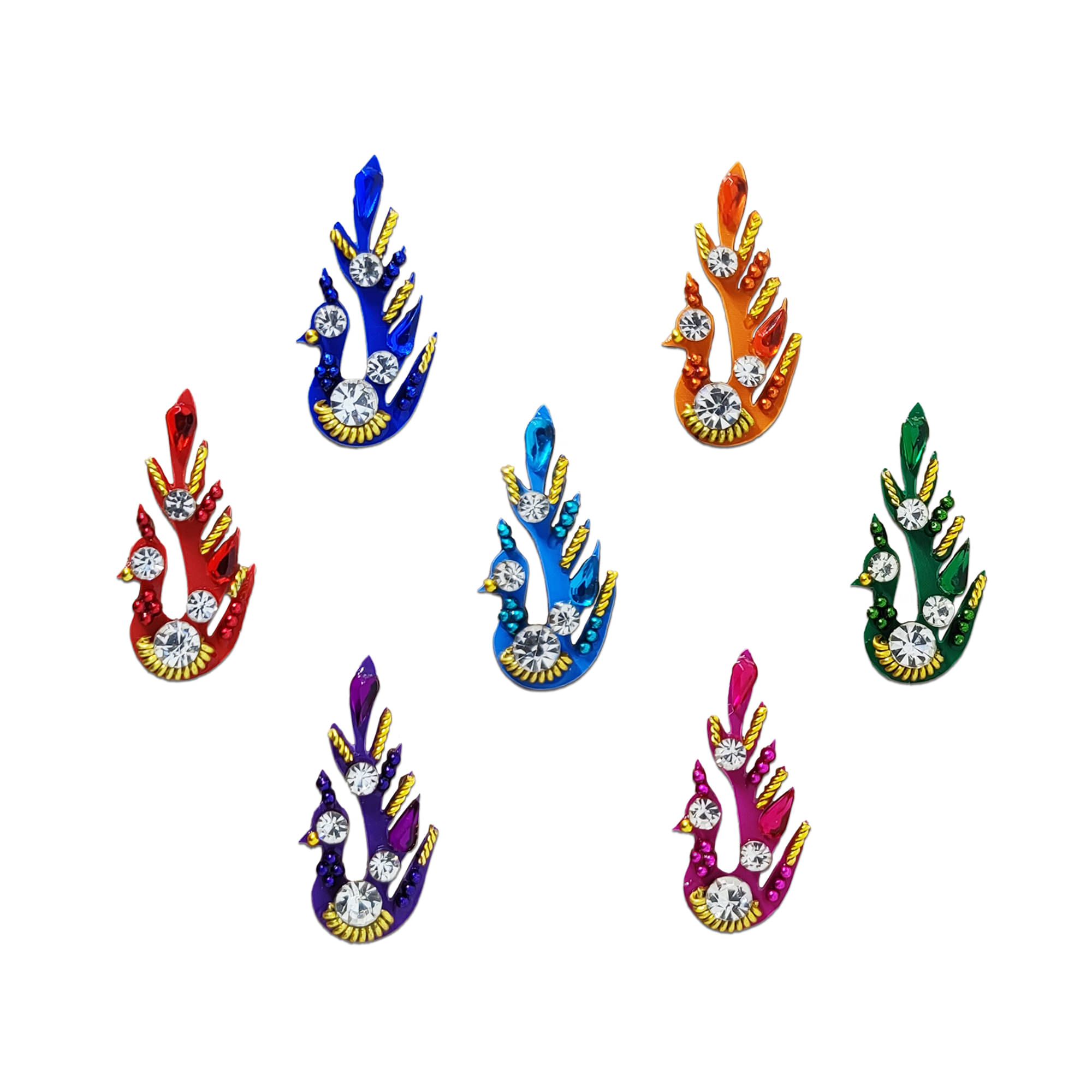     			Comet Busters (BIN010) Beautiful Multicolor Peacock Bindis for Women (15mm)