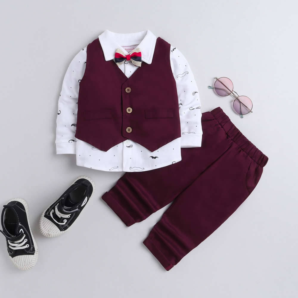     			DFPS Baby Boys Cotton Suit ( , Maroon )