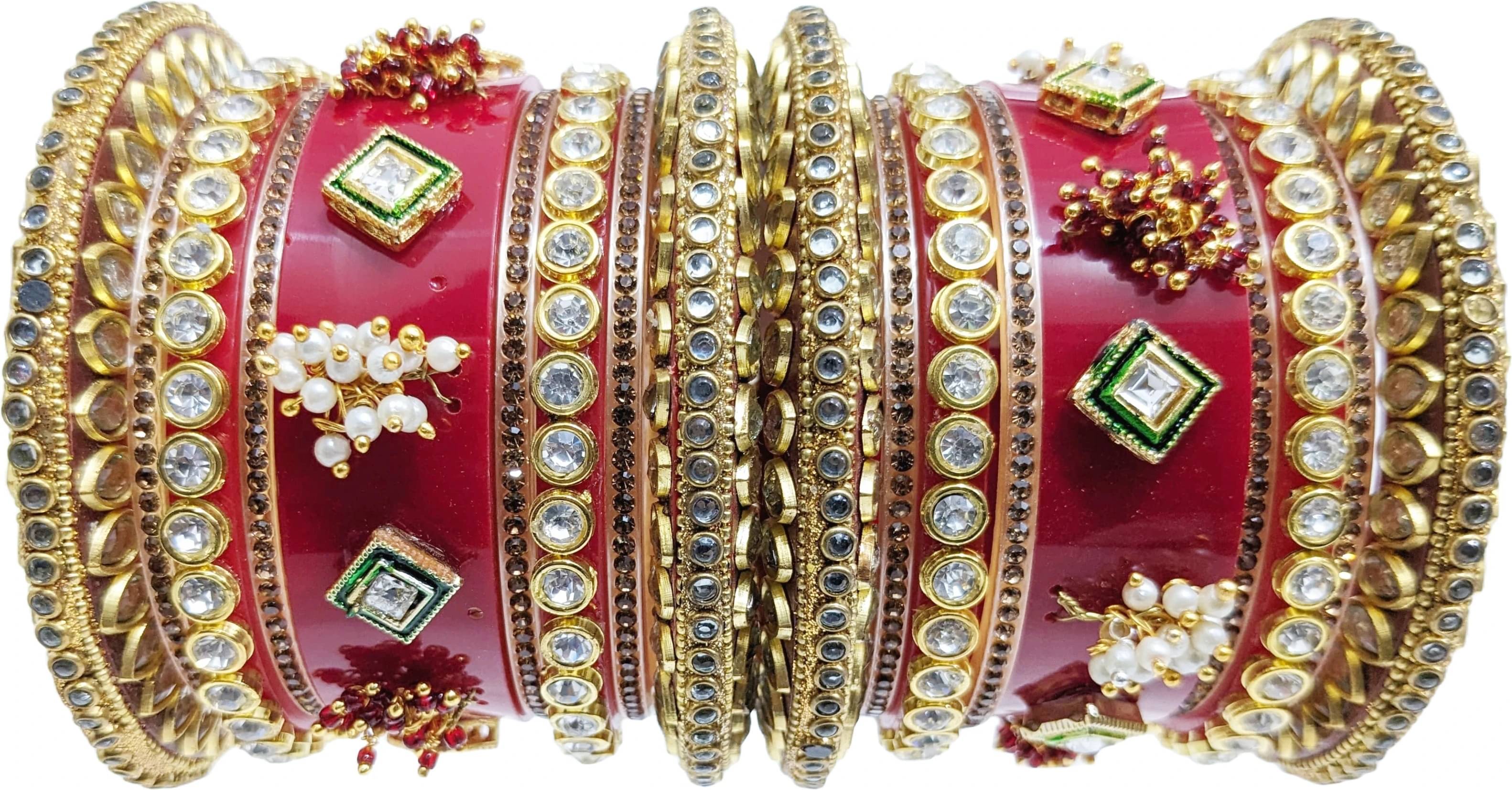 DHANOTIYA Red Bangle Set ( Pack of 10 ) DHANOTIYA Red Bangle Set ( Pack of 10 )