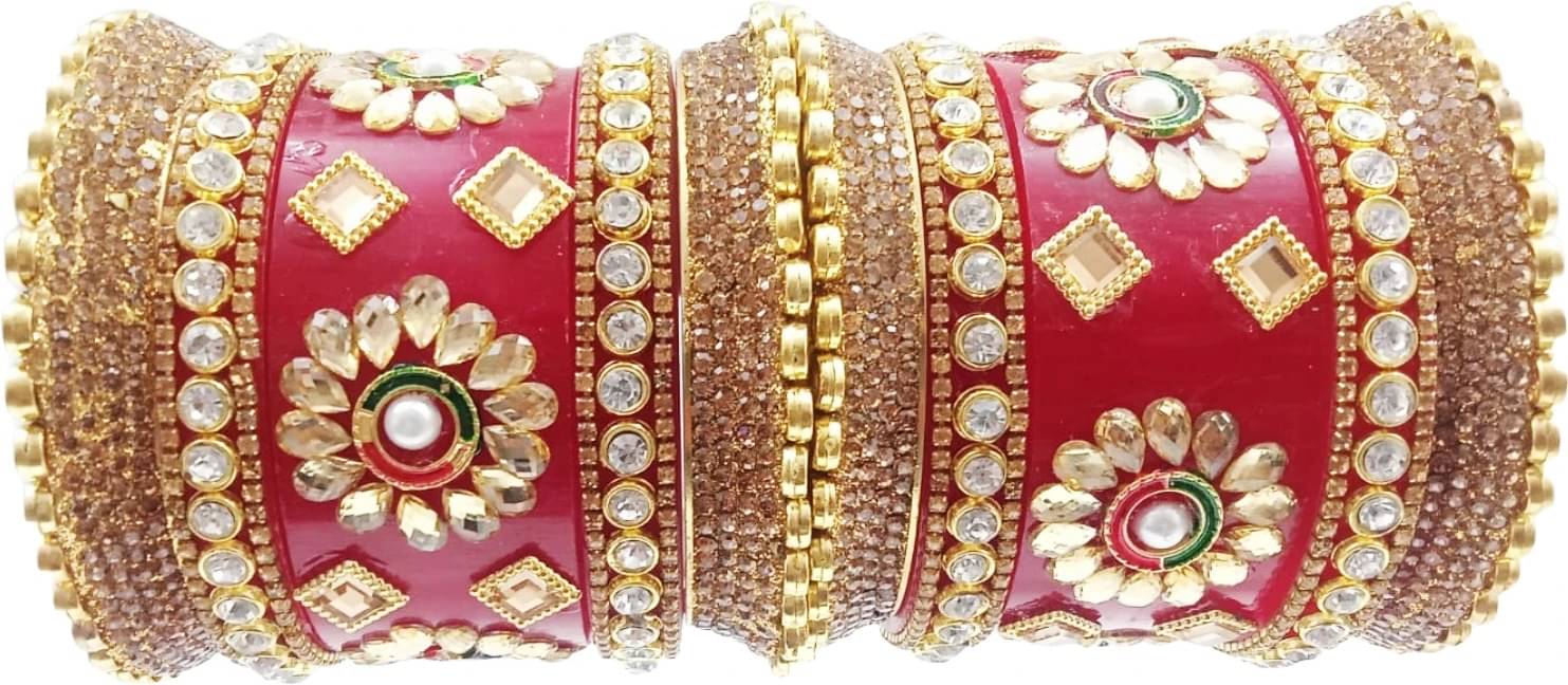 DHANOTIYA Red Bangle Set ( Pack of 10 ) DHANOTIYA Red Bangle Set ( Pack of 10 )