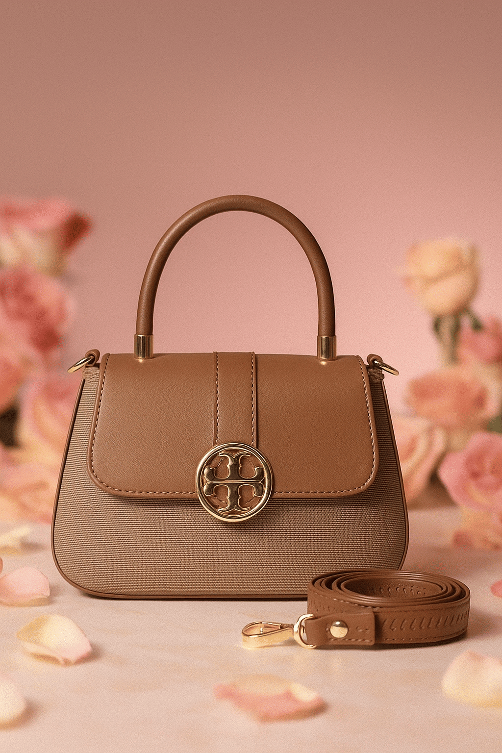     			De Elmore Sling Bag Faux Leather Set of 1 ( Beige,Brown )