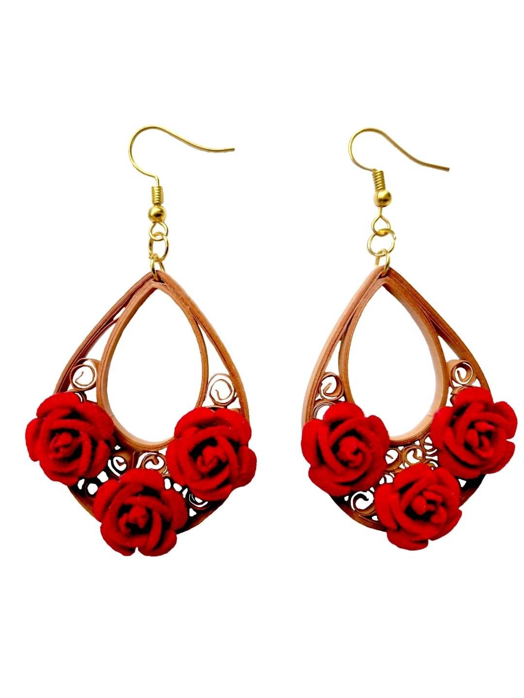     			Designer's Collection Red Drop Earrings ( Pack of 1 )