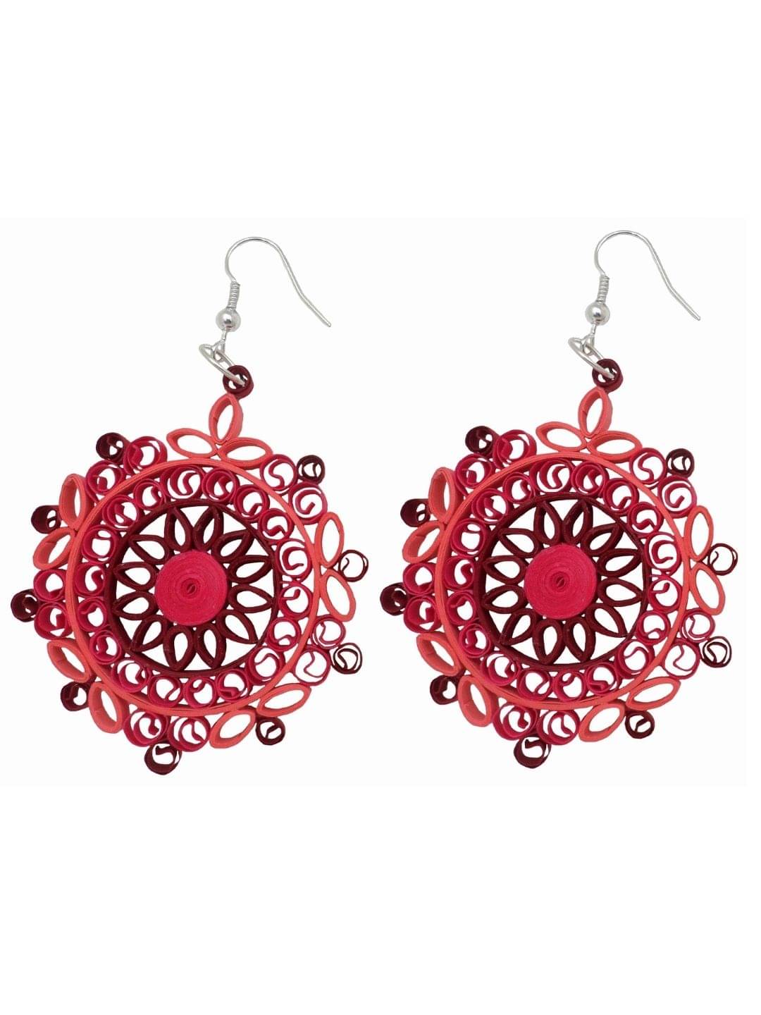     			Designer's Collection Red Drop Earrings ( Pack of 1 )