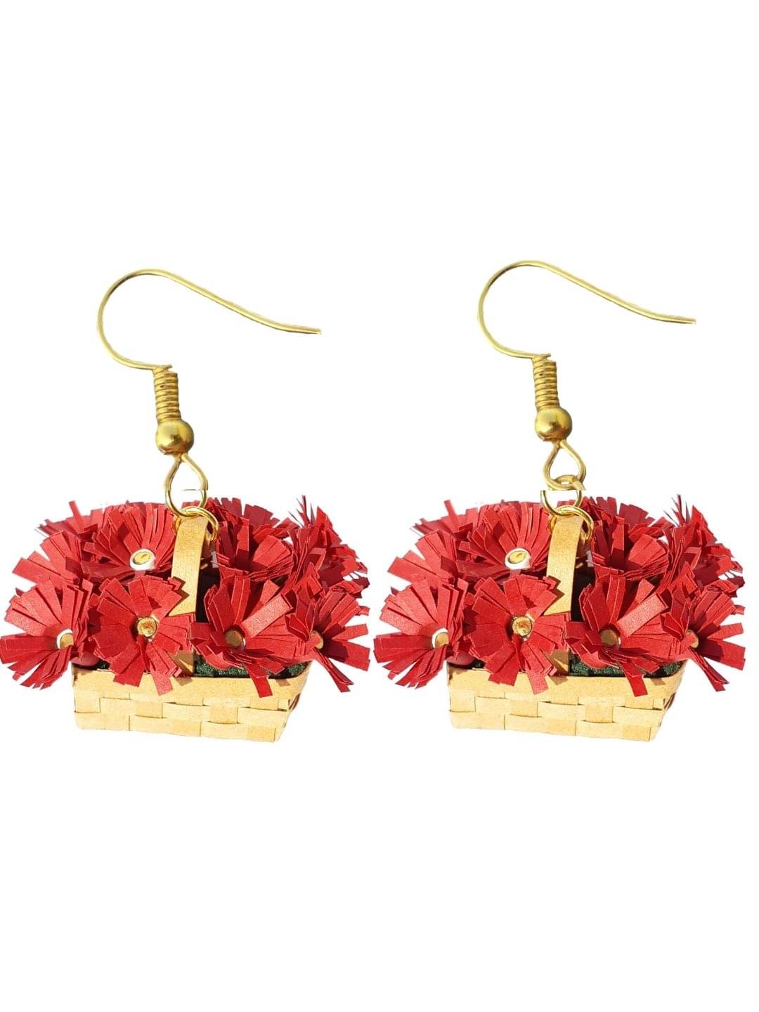     			Designer's Collection Red Drop Earrings ( Pack of 1 )