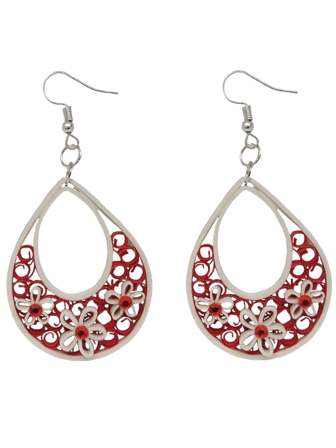     			Designer's Collection Red Drop Earrings ( Pack of 1 )