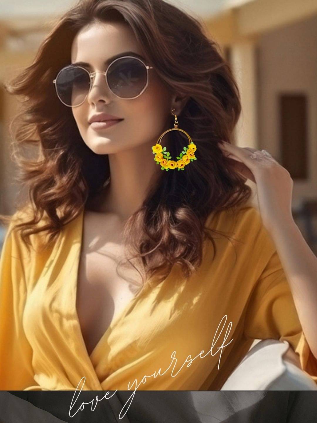     			Designer's Collection Yellow Drop Earrings ( Pack of 1 )