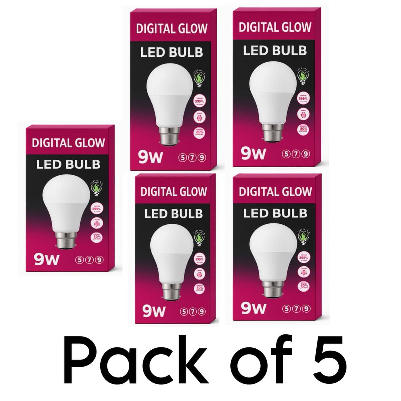 Digital glow 9W Cool Day Light LED Bulb ( Pack of 5 ) Digital glow 9W Cool Day Light LED Bulb ( Pack of 5 )