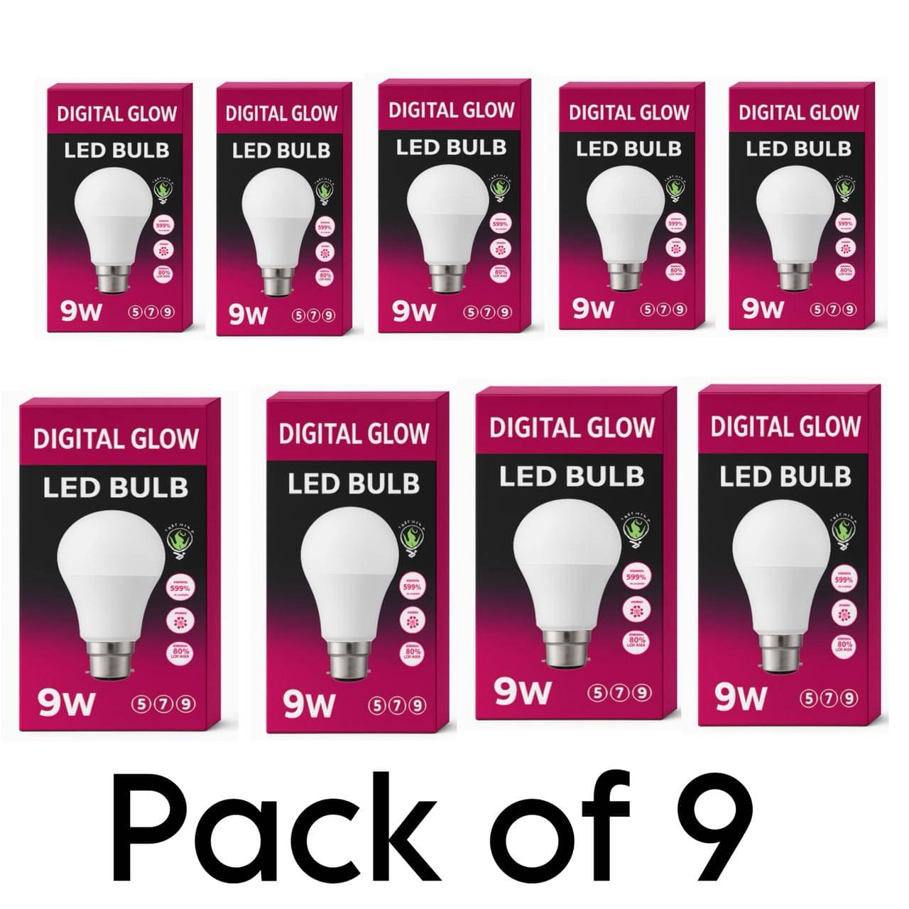 Digital glow 9W Cool Day Light LED Bulb ( Pack of 9 ) Digital glow 9W Cool Day Light LED Bulb ( Pack of 9 )