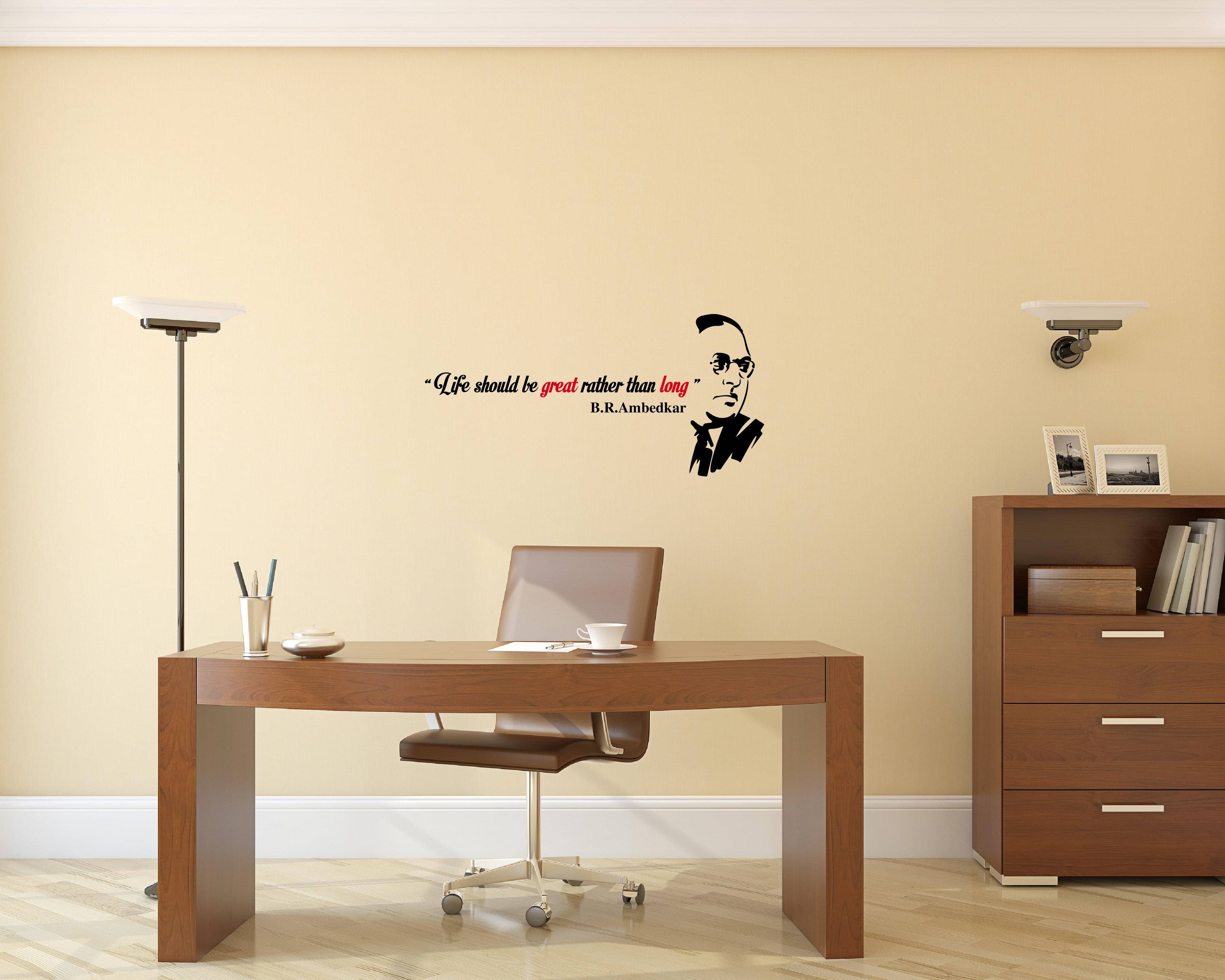     			PEACOCKRIDE Dr Babasaheb Ambedkar Quote I LIFE SHOULD BE GREAT I Wall Decal Wall Stickers