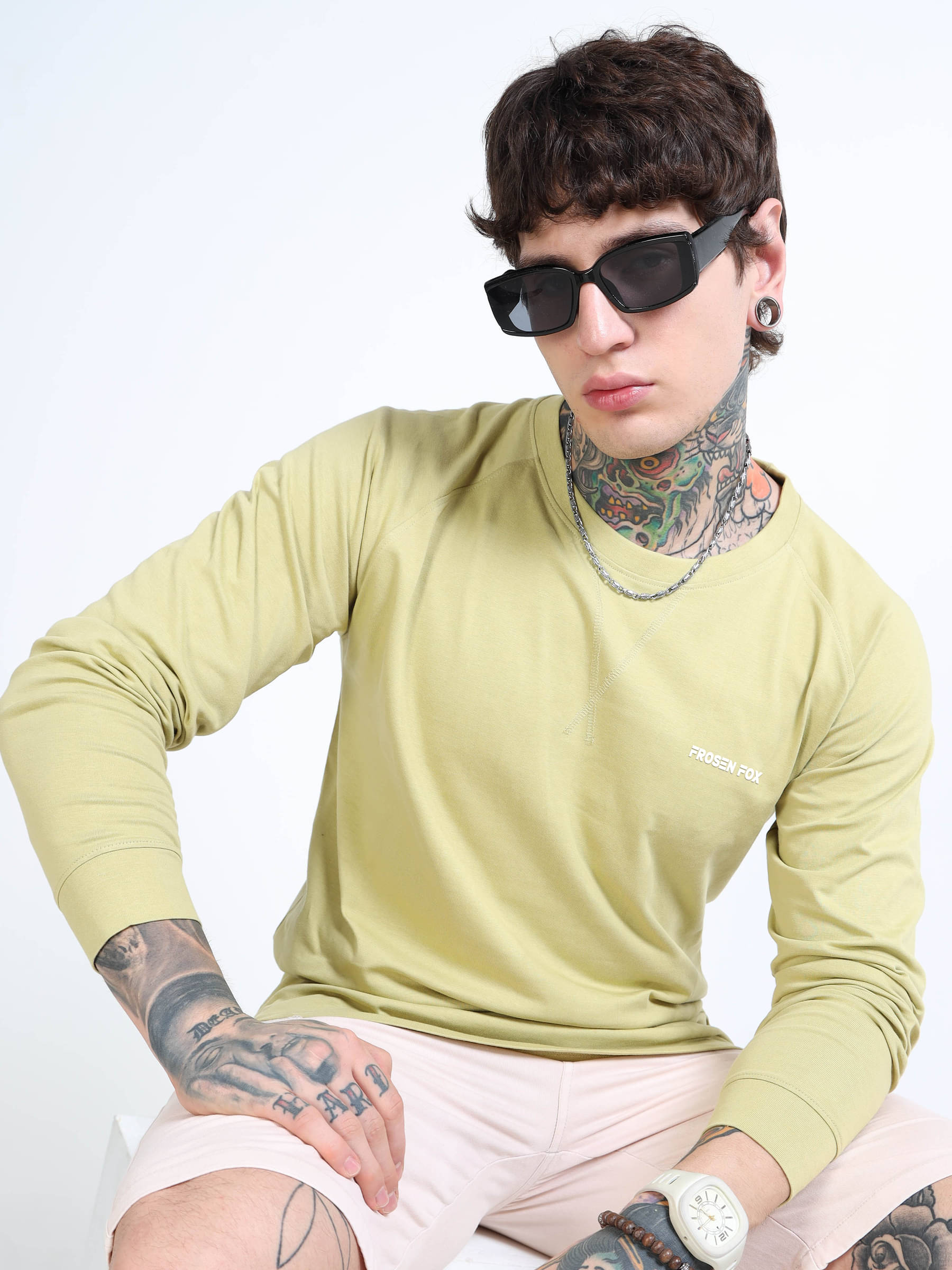 FROSENFOX Men 100% Cotton Regular Fit Solid T-Shirt ( Lime Green ) FROSENFOX Men 100% Cotton Regular Fit Solid T-Shirt ( Lime Green )